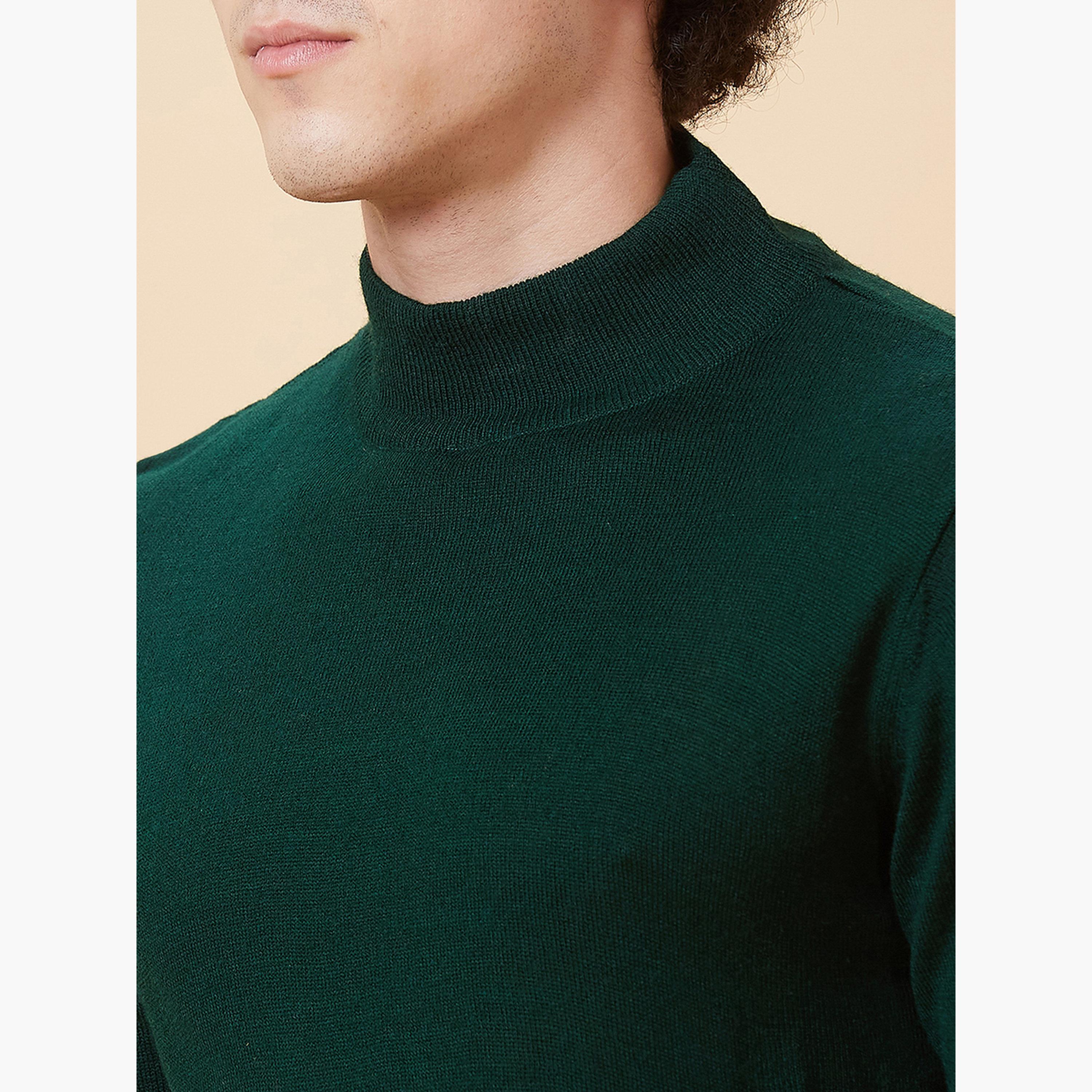 Globus X Styli Green Solid High Neck Long Sleeves Men's Sweater-men-winterwear-hoodiesandsweatshirts-image-6
