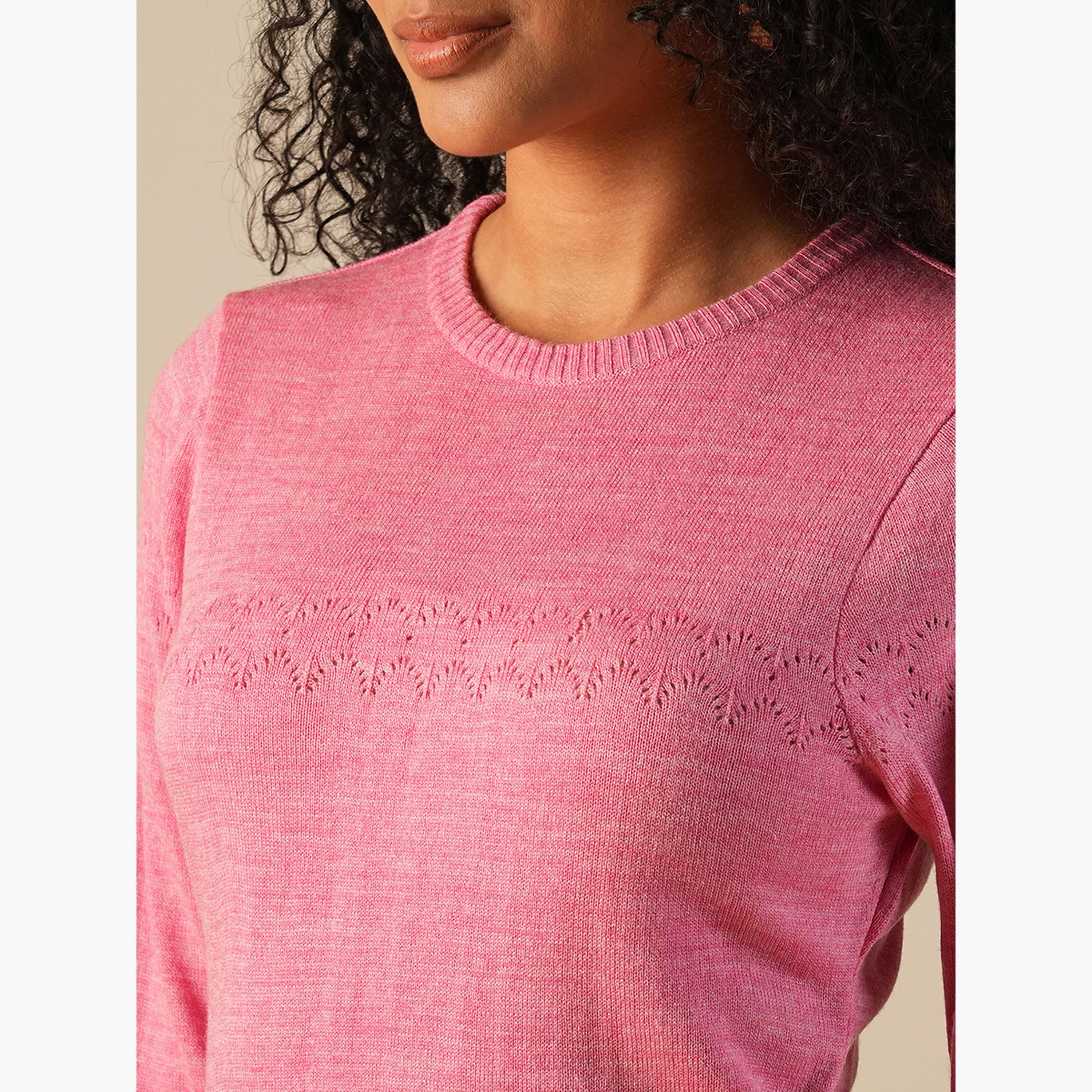 غلوبوص × ستايلي - سترة نسائية وردية اللون برقبة دائرية وأكمام طويلة-women-winterwear-cardigansandjumpers-jumpers-image-5