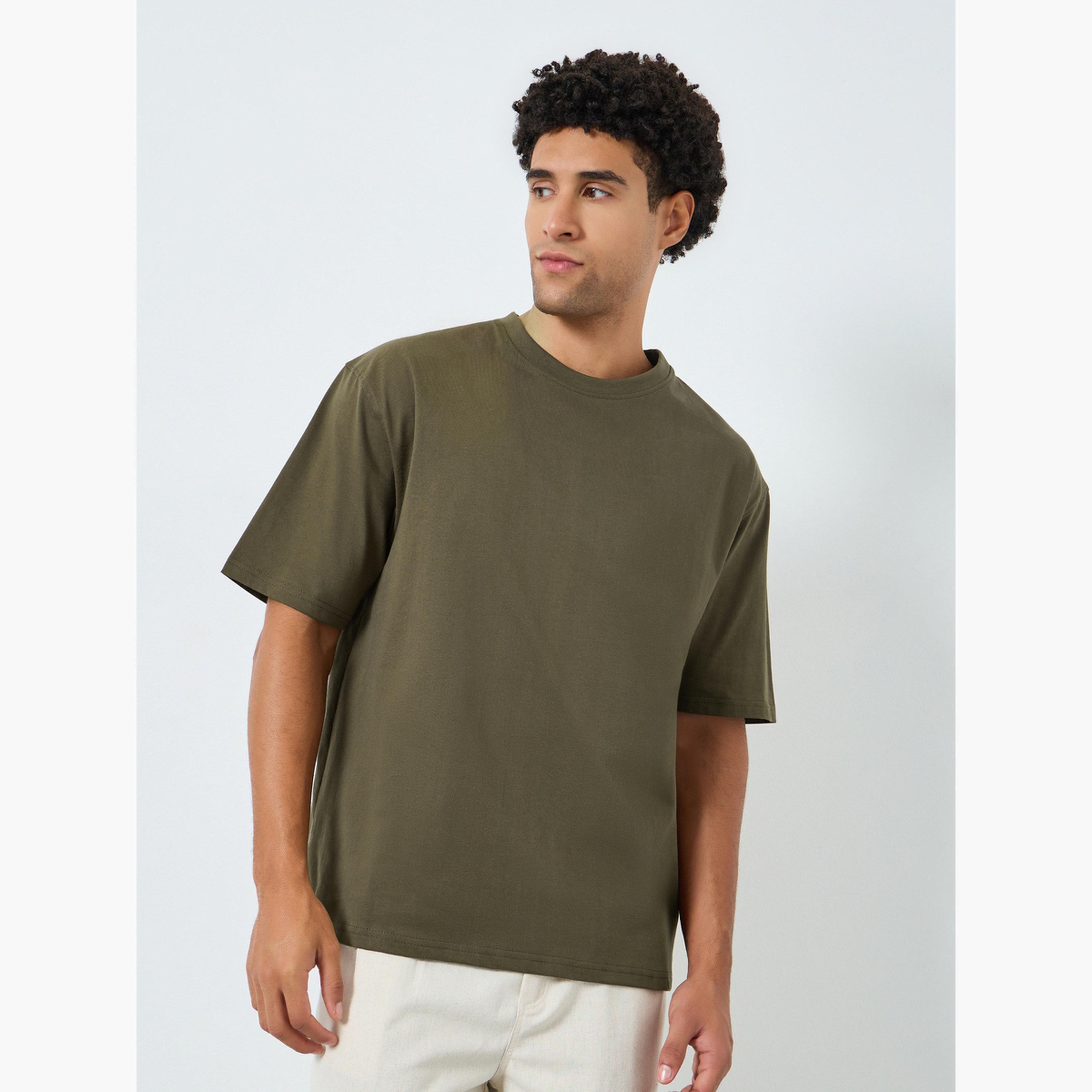 Styli Men Olive Green Graphic Print Oversized T-Shirt-men-clothing-tshirtsandpolos-tshirts-image-1