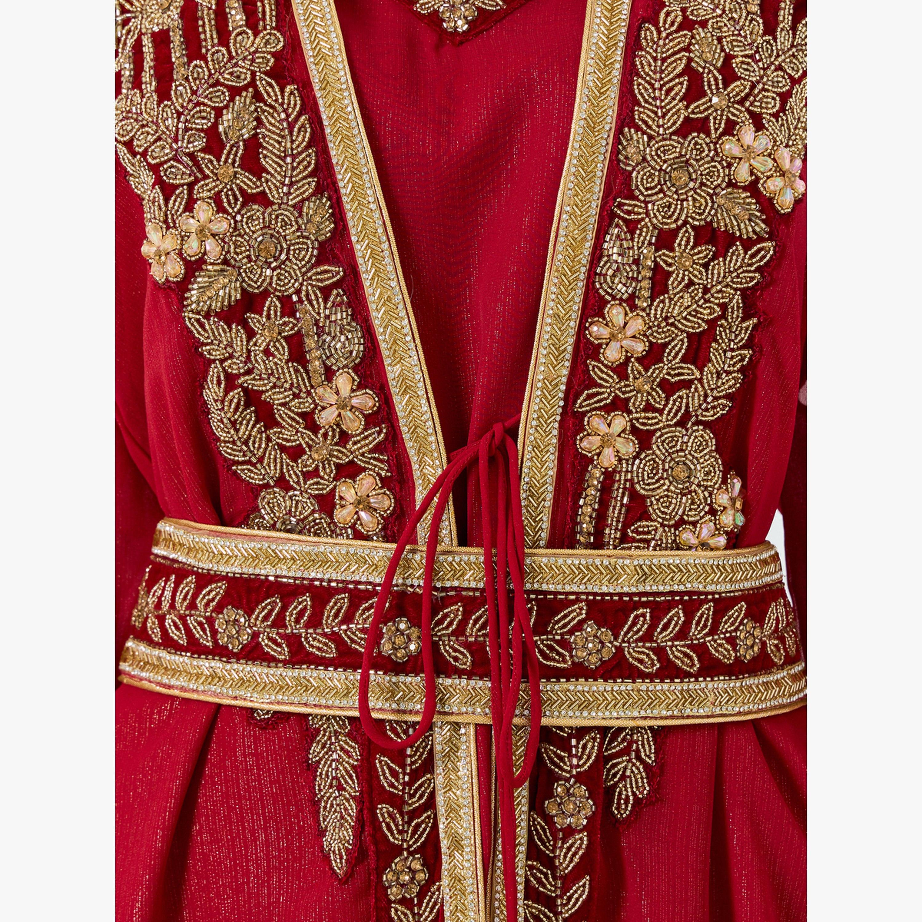 Maxim Creation Embellished Handwork Belted Kaftan with Inner Dress-women-arabicclothing-kaftan-image-6