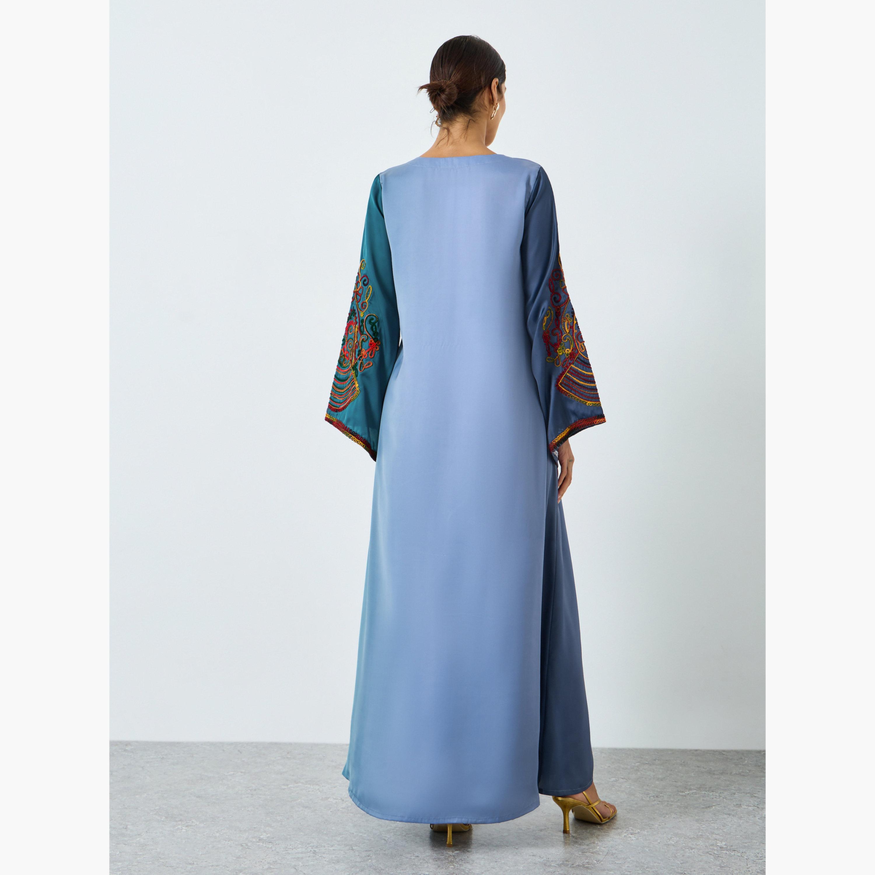 Maxim Creation Grey Embroidery A-Line Jalabiya-women-arabicclothing-jalabiyas-image-5
