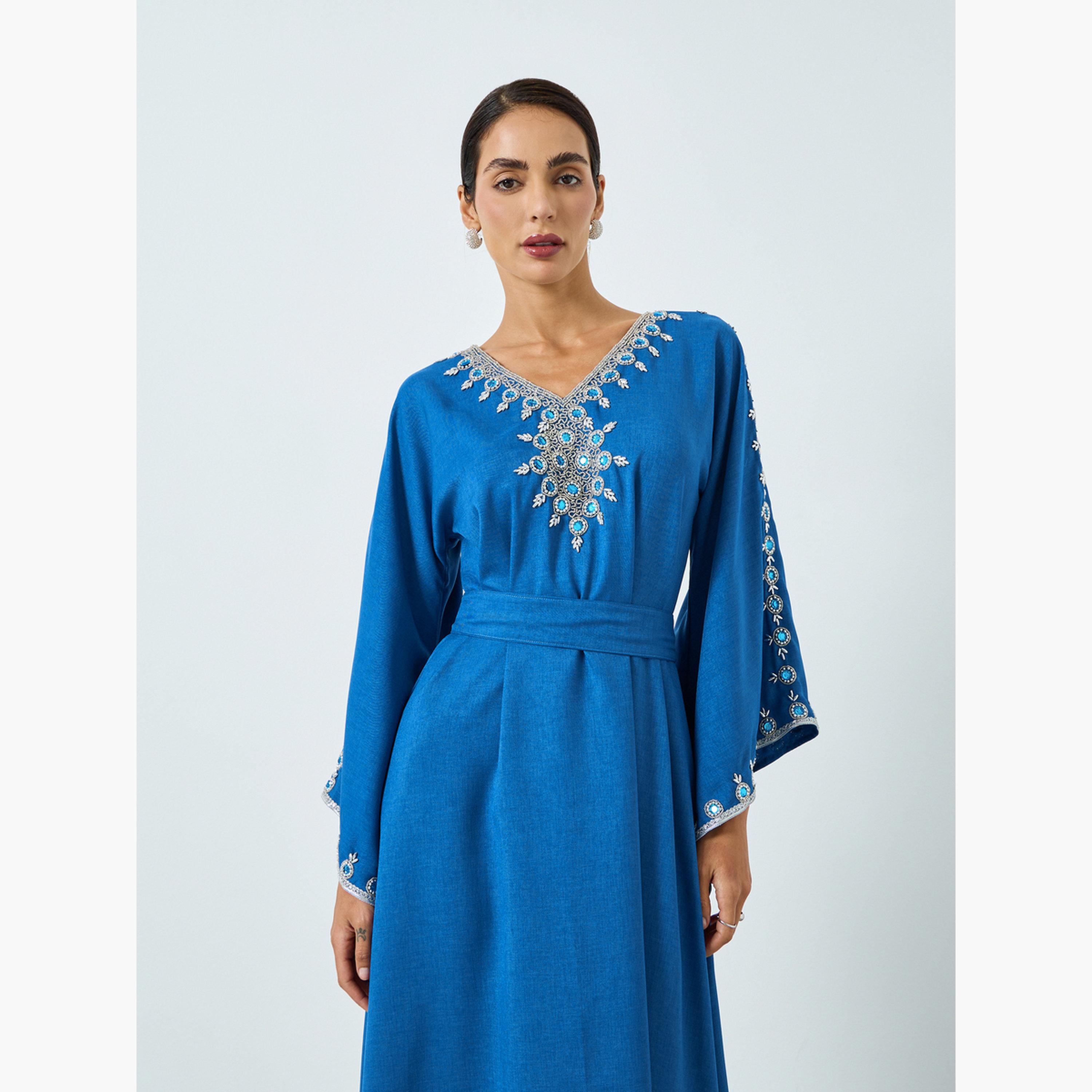 جلابية مزينة وبحزام للنساء-women-arabicclothing-jalabiyas-image-2