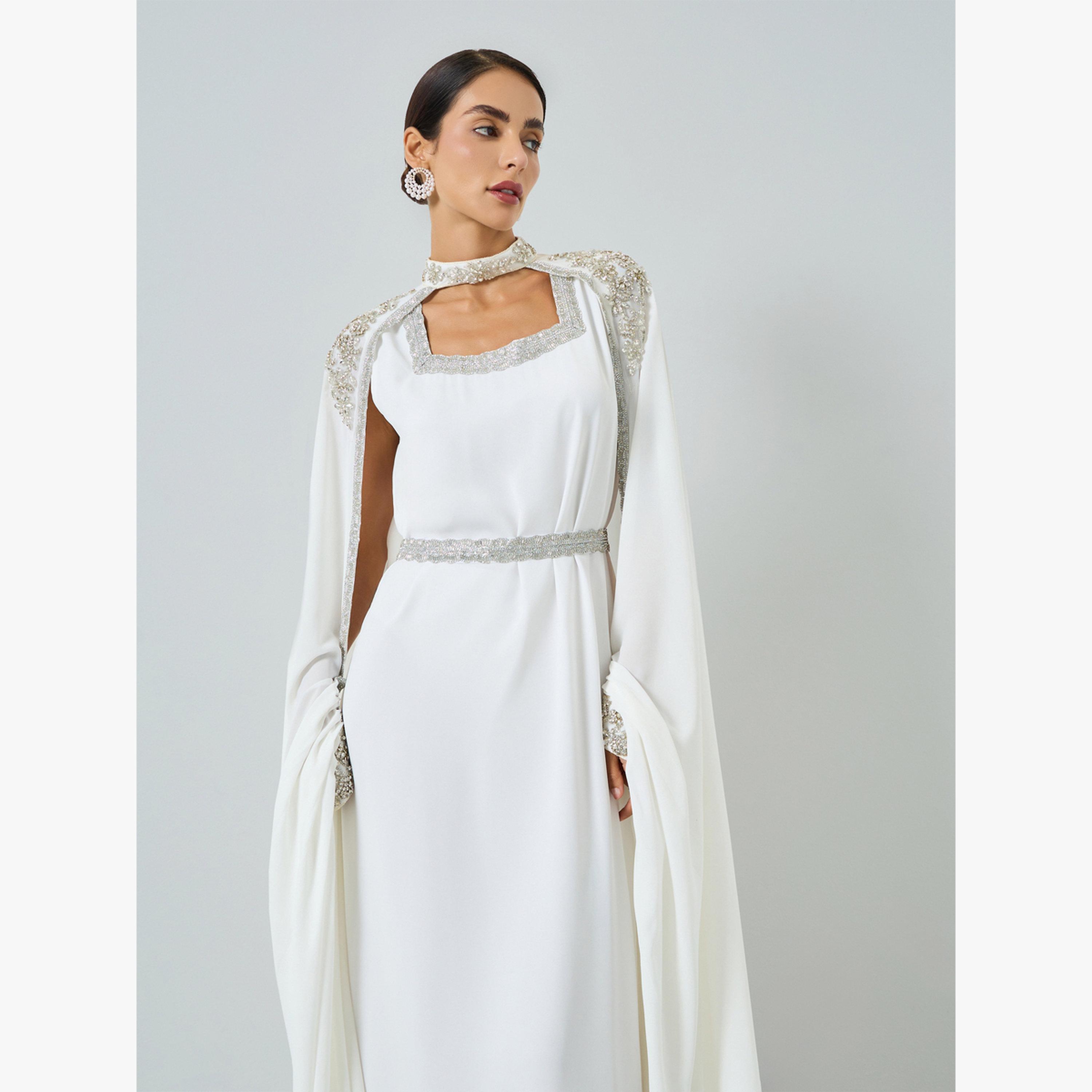 طقم فستان وقفطان كيب مزين-women-arabicclothing-kaftan-image-2