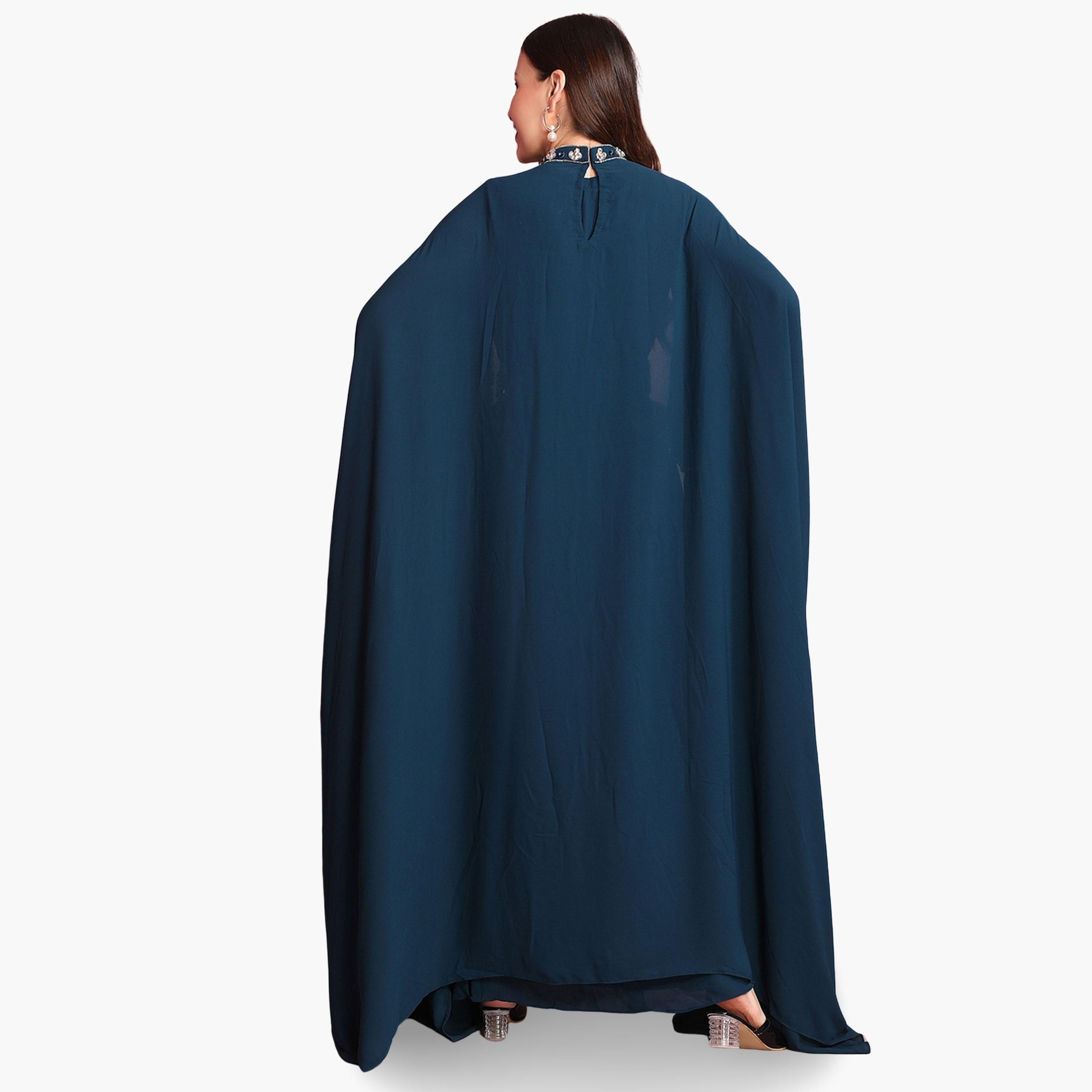Maxim Creation Navy Blue Embroidered Jalabiya with Cape-women-arabicclothing-jalabiyas-image-4