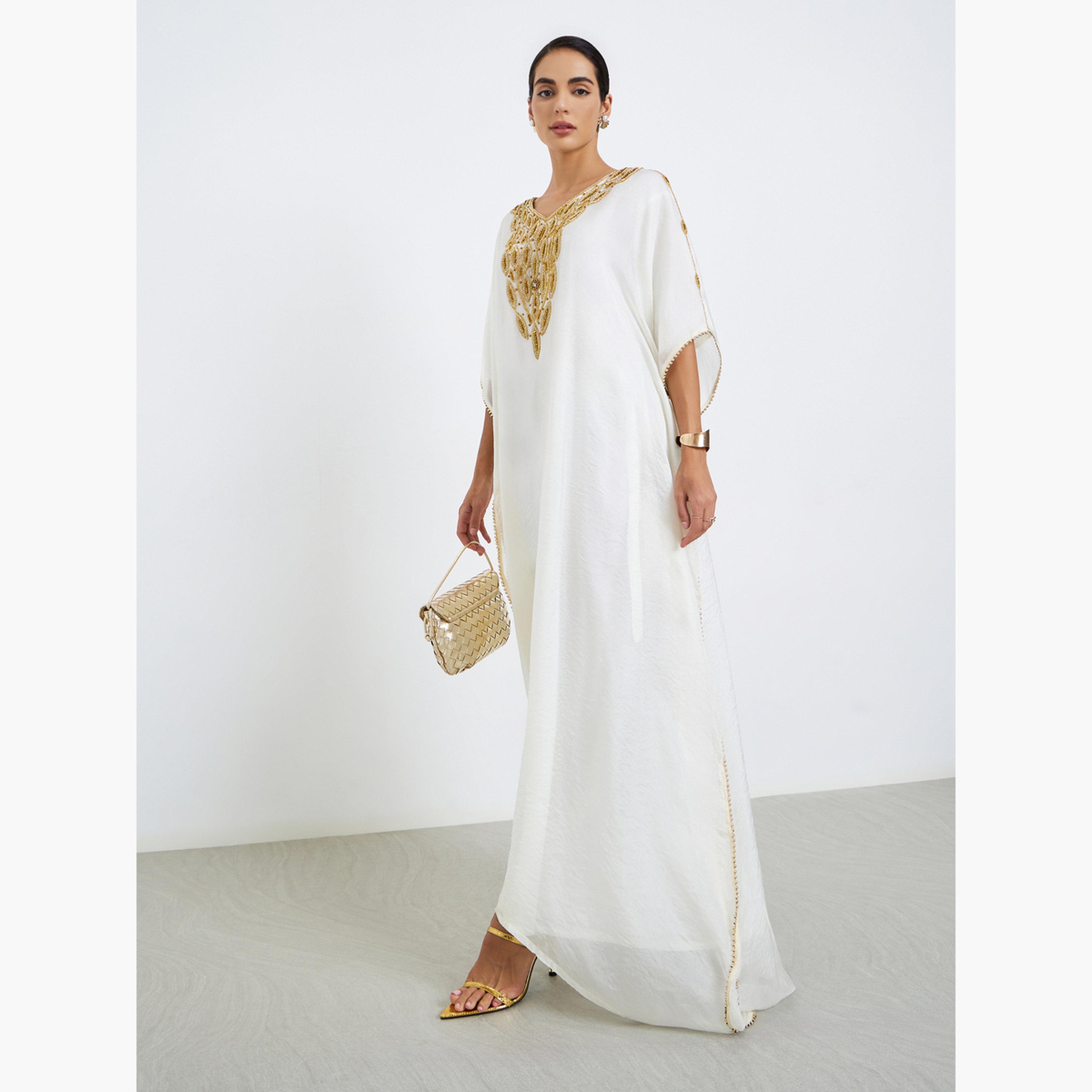 Maxim Creation Embellished V Neck Jalabiya-women-arabicclothing-jalabiyas-image-1