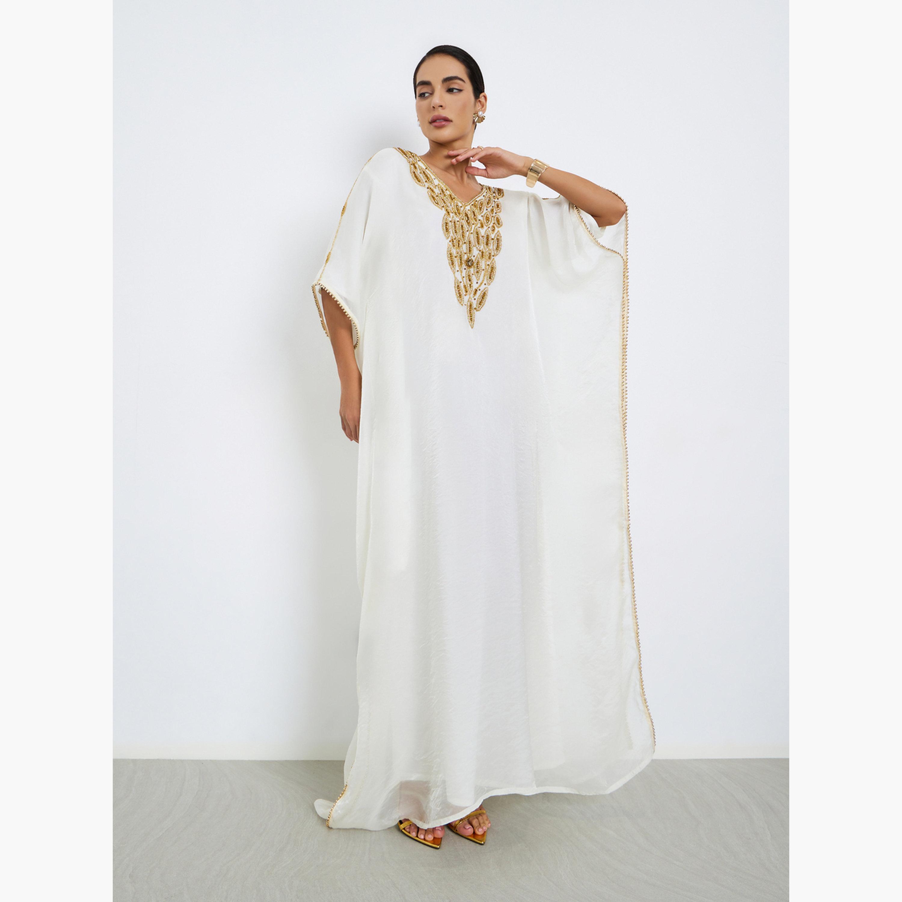 Maxim Creation Embellished V Neck Jalabiya-women-arabicclothing-jalabiyas-image-3