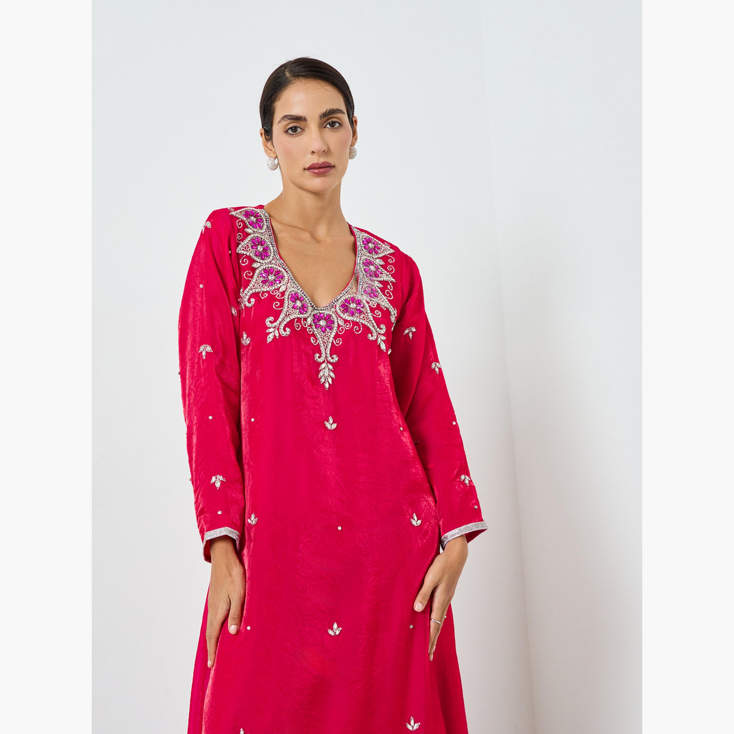 جلابية مطرزة بحافة واسعة للنساء-women-arabicclothing-jalabiyas-image-2