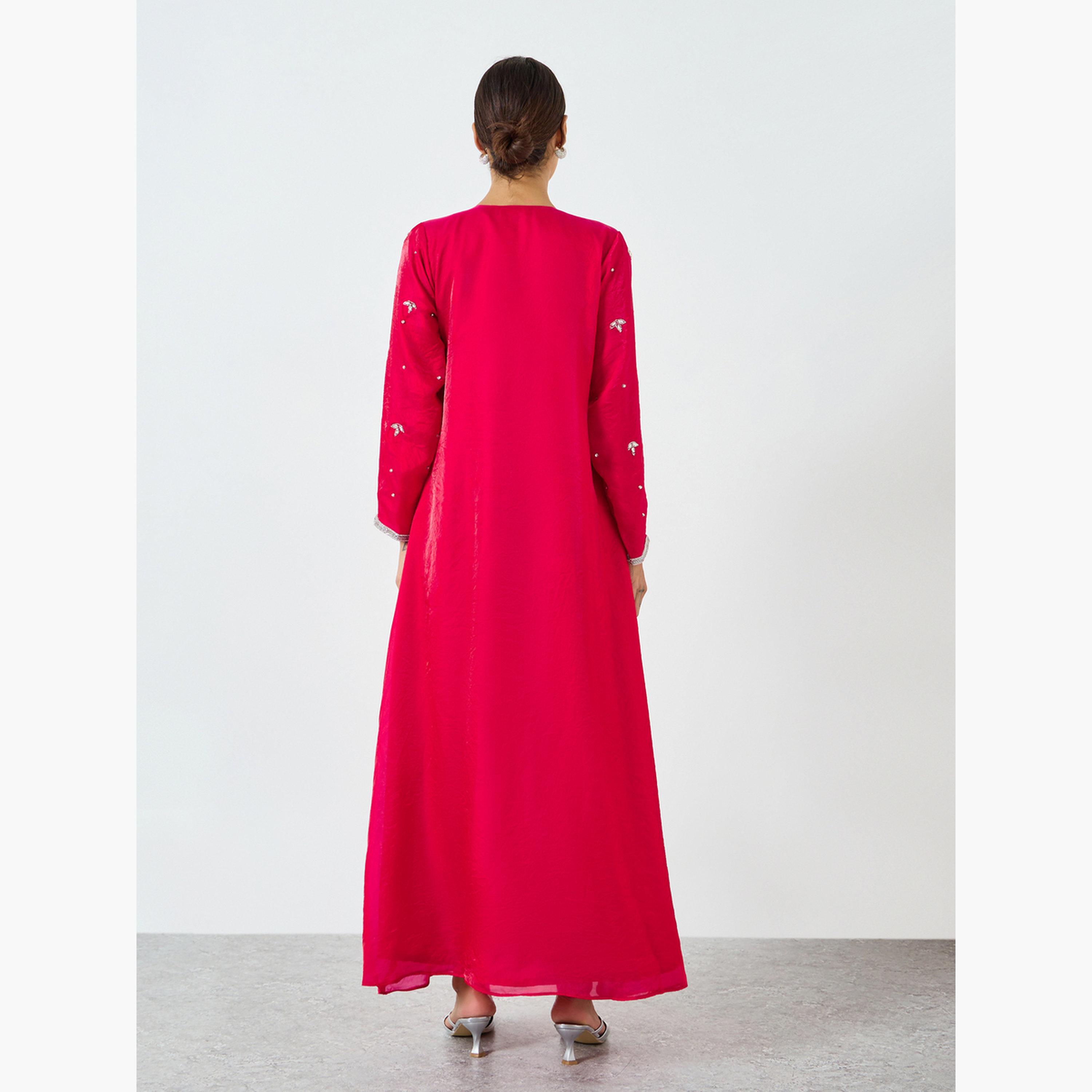 Maxim Creation Women Pink Embroidered A-Line Jalabiya-women-arabicclothing-jalabiyas-image-5