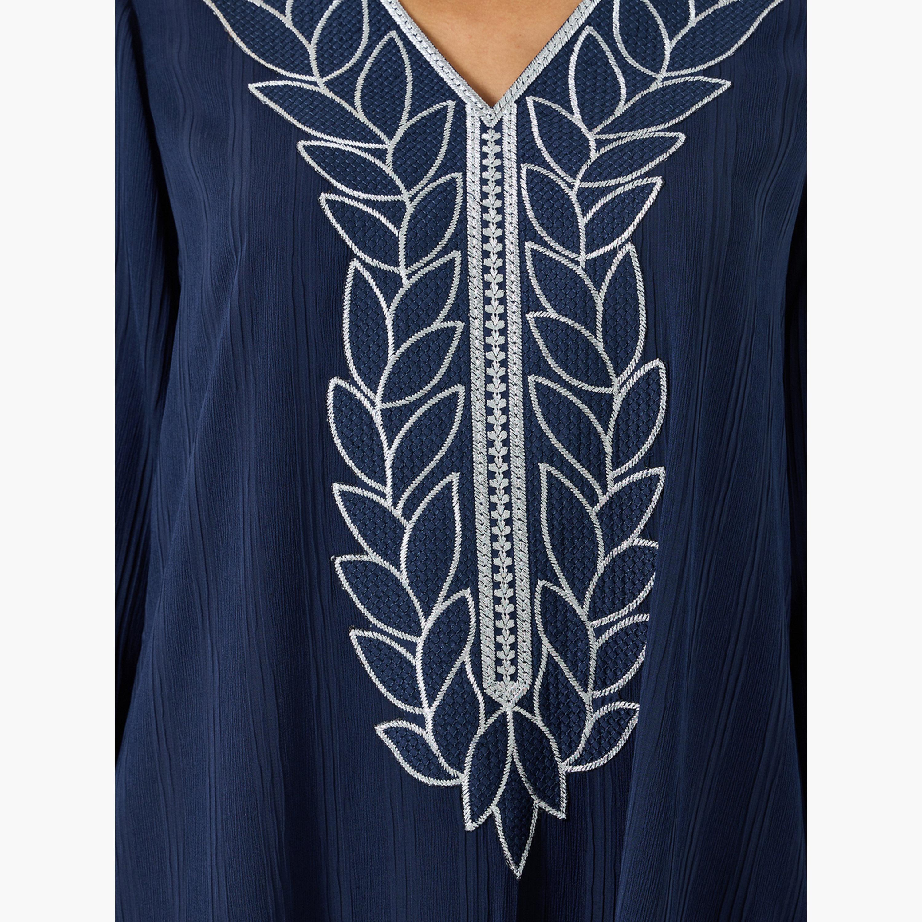 Maxim Creation Women Navy Blue Embroidered A-line Jalabiya-women-arabicclothing-jalabiyas-image-4