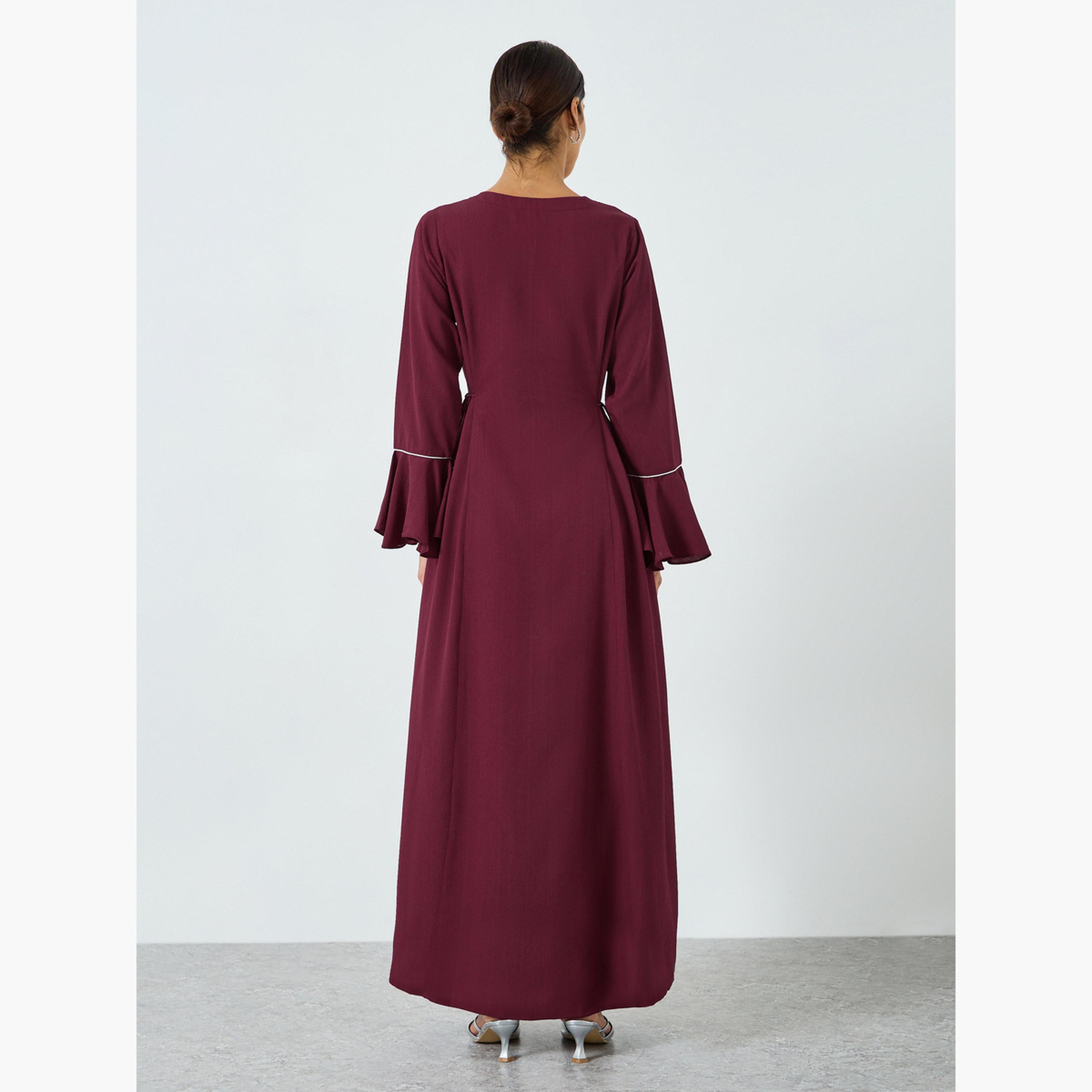 جلابية مطرزة بلون عنابي داكن وقصة حرف ألف-women-arabicclothing-jalabiyas-image-5