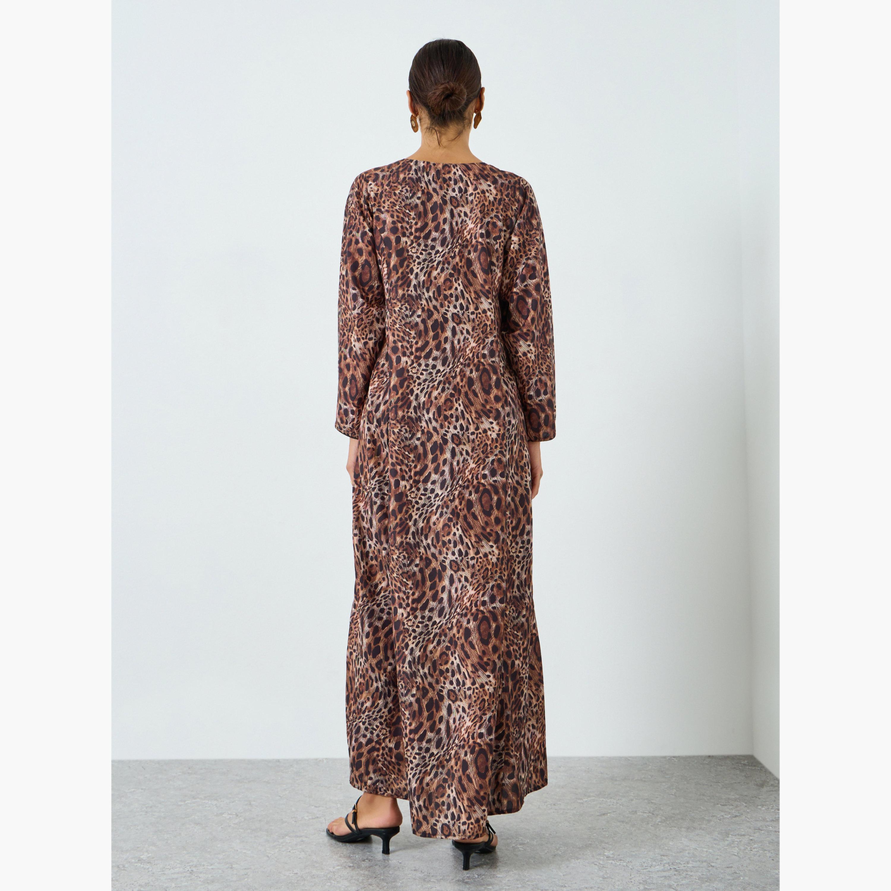 Maxim Creation Women Leopard Print Embroidered A-Line Jalabiya-women-arabicclothing-jalabiyas-image-5