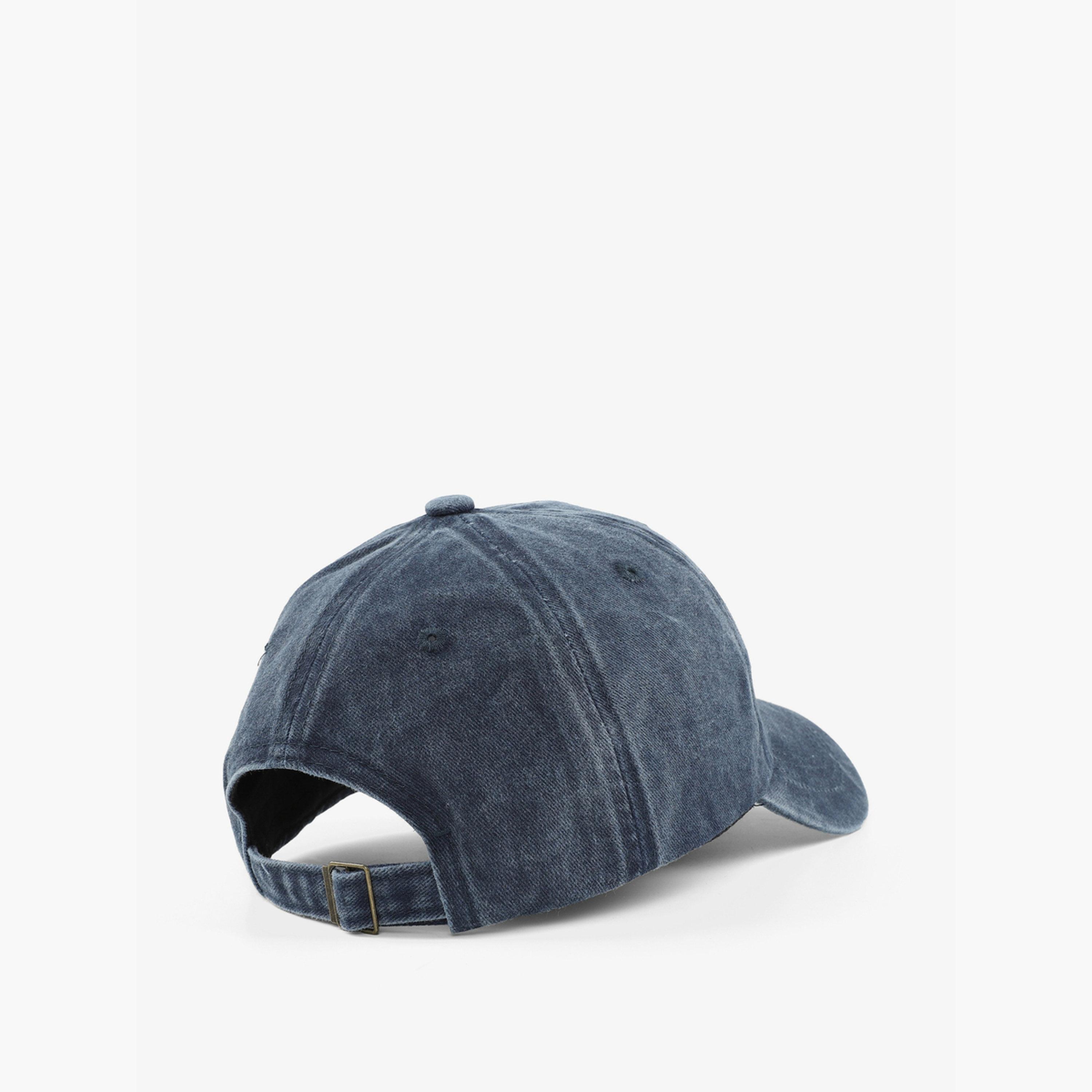 Take Two Navy Blue Slogan Print Baseball Cap-men-caps-image-2