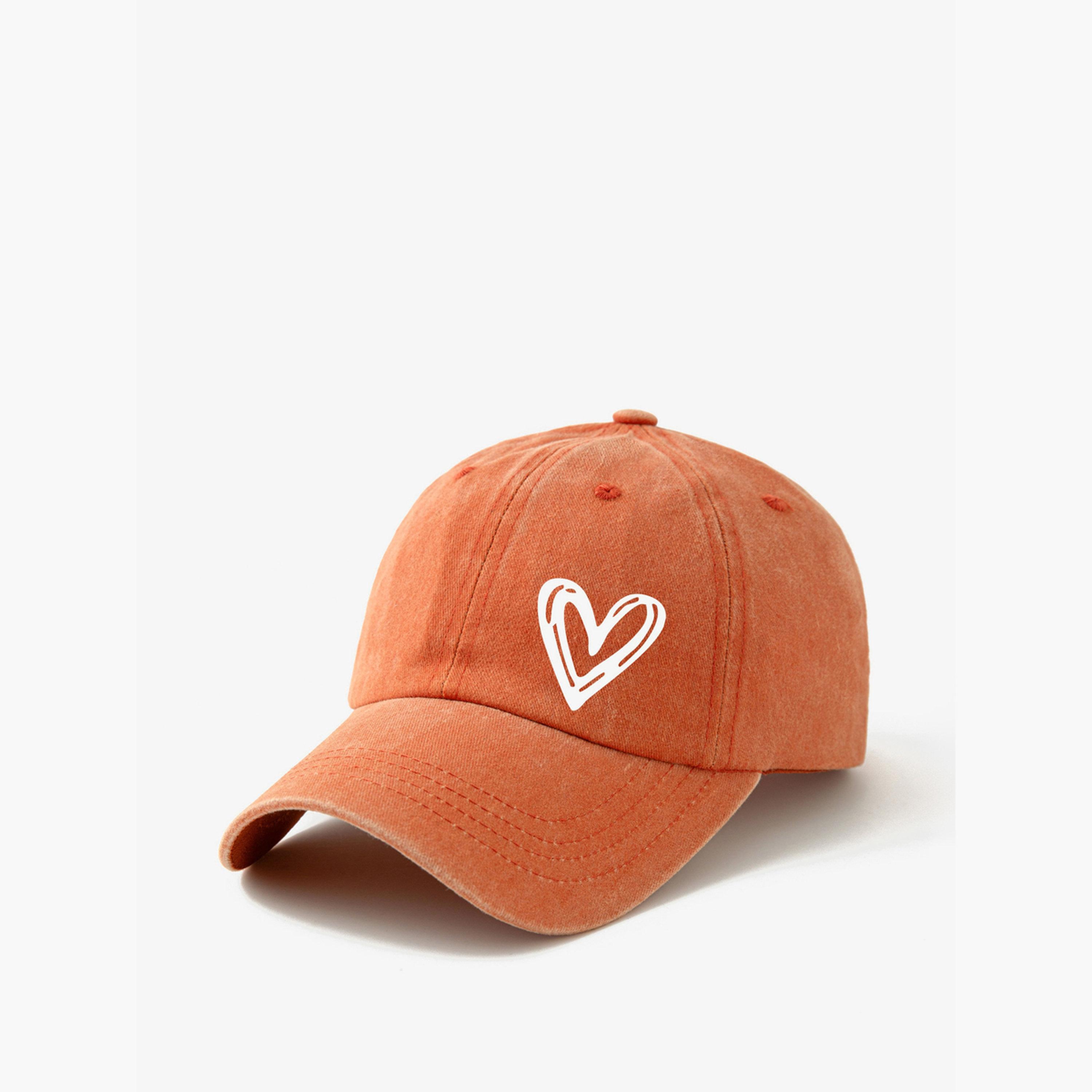 تيك تو - قبعة بيسبول ببطبعة قلب برتقالية-women-clothingaccessories-capsandhats-image-1