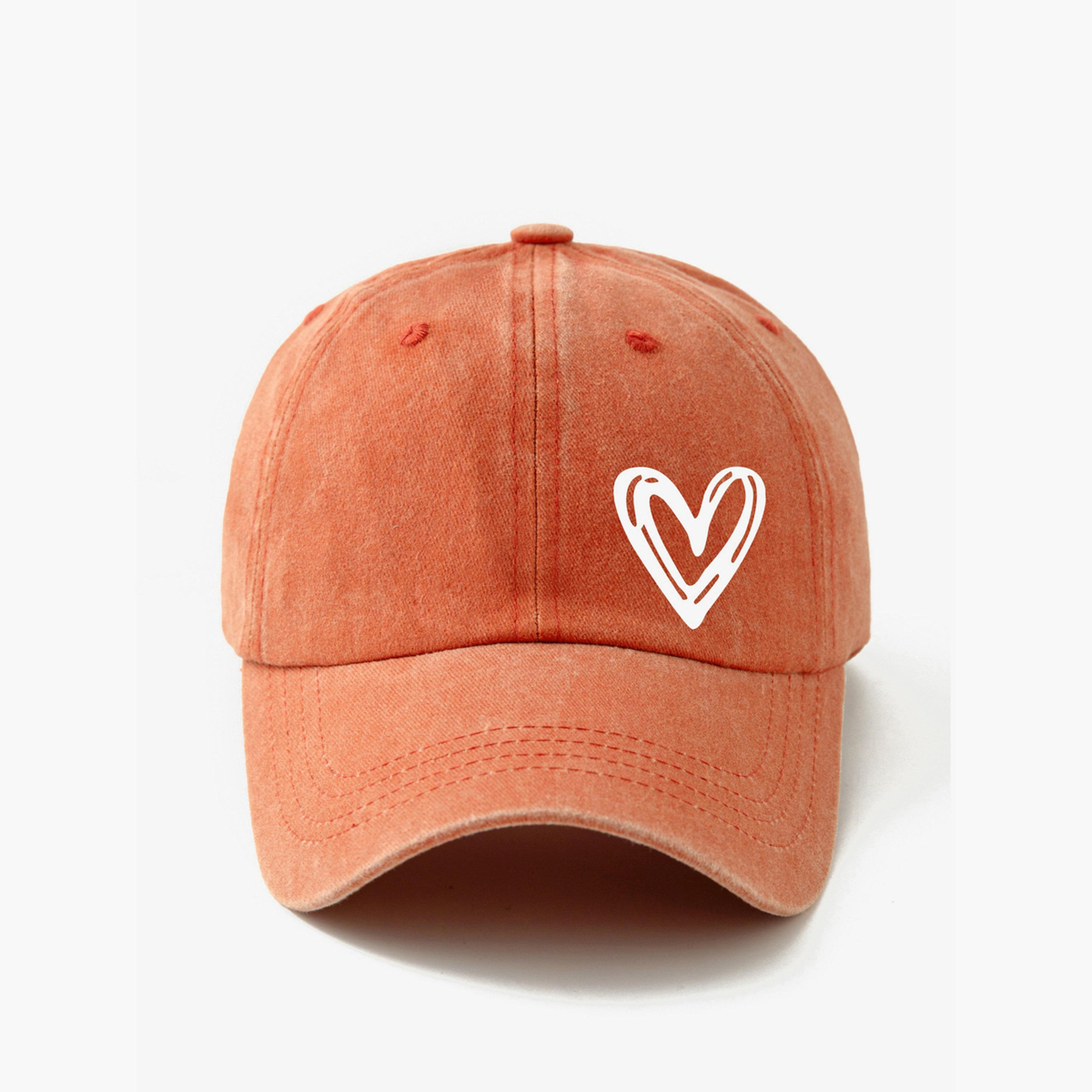 Take Two Orange Heart Print Baseball Cap-women-clothingaccessories-capsandhats-image-3