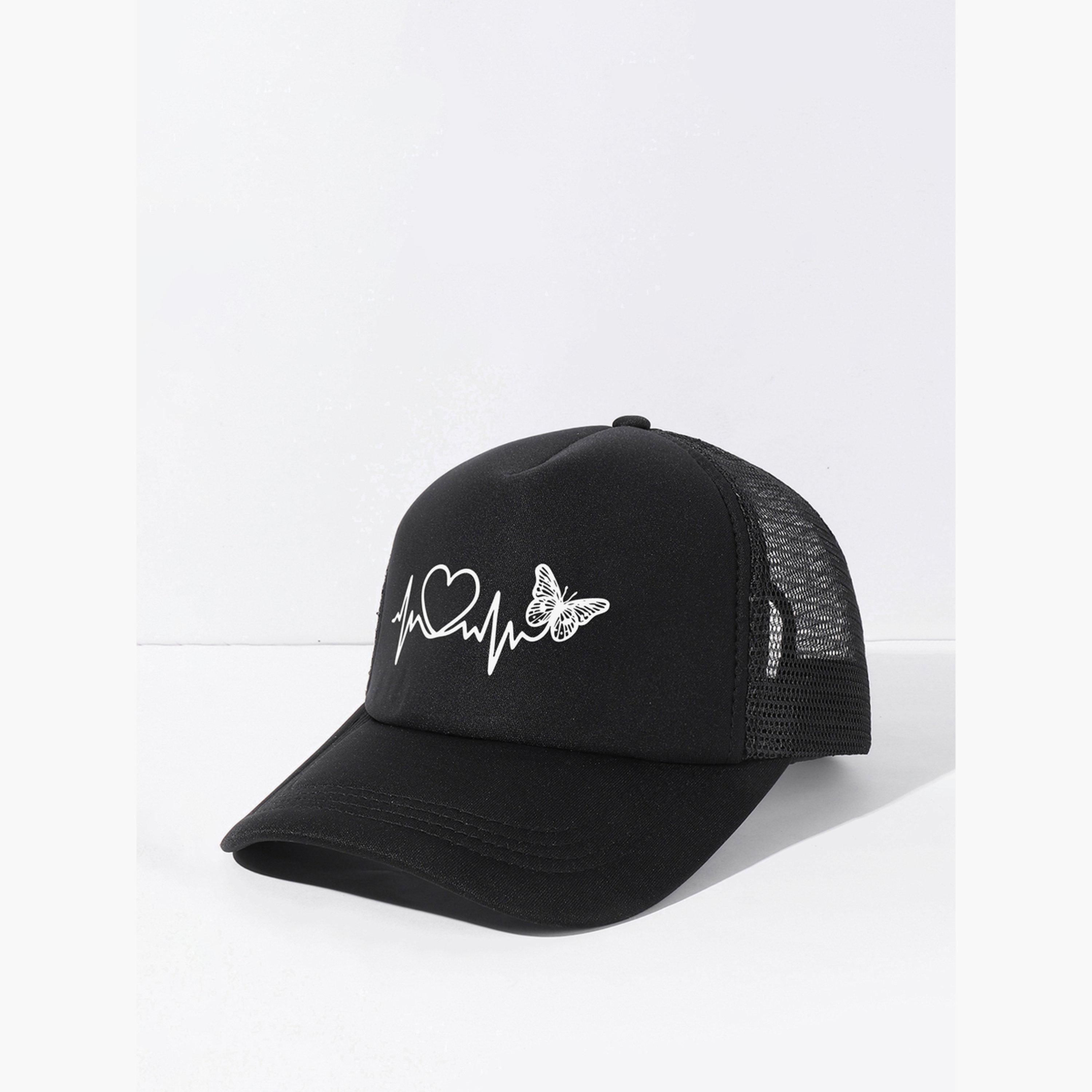 Take Two Heartbeat Butterfly Print Baseball Cap-women-clothingaccessories-capsandhats-image-1