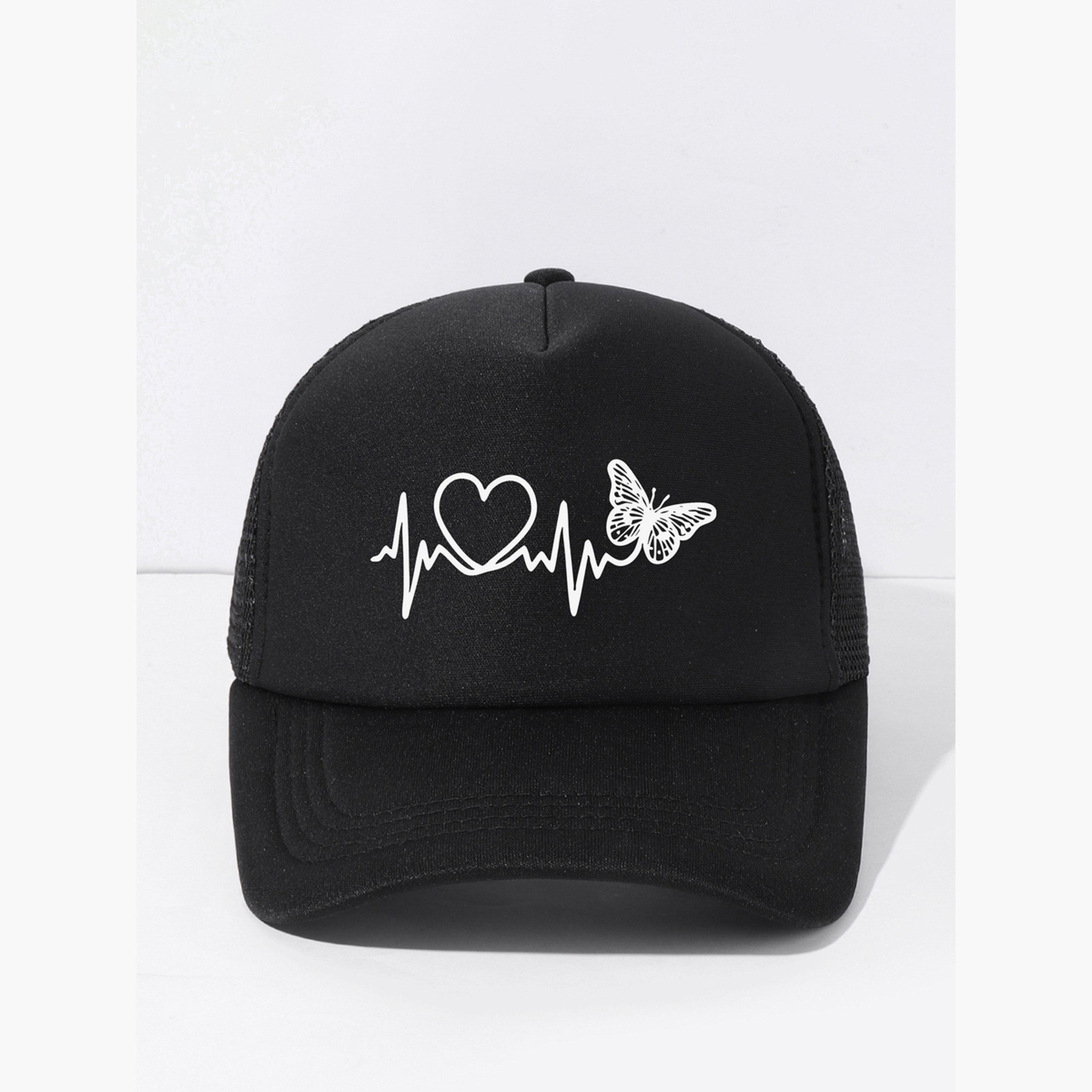 Take Two Heartbeat Butterfly Print Baseball Cap-women-clothingaccessories-capsandhats-image-3