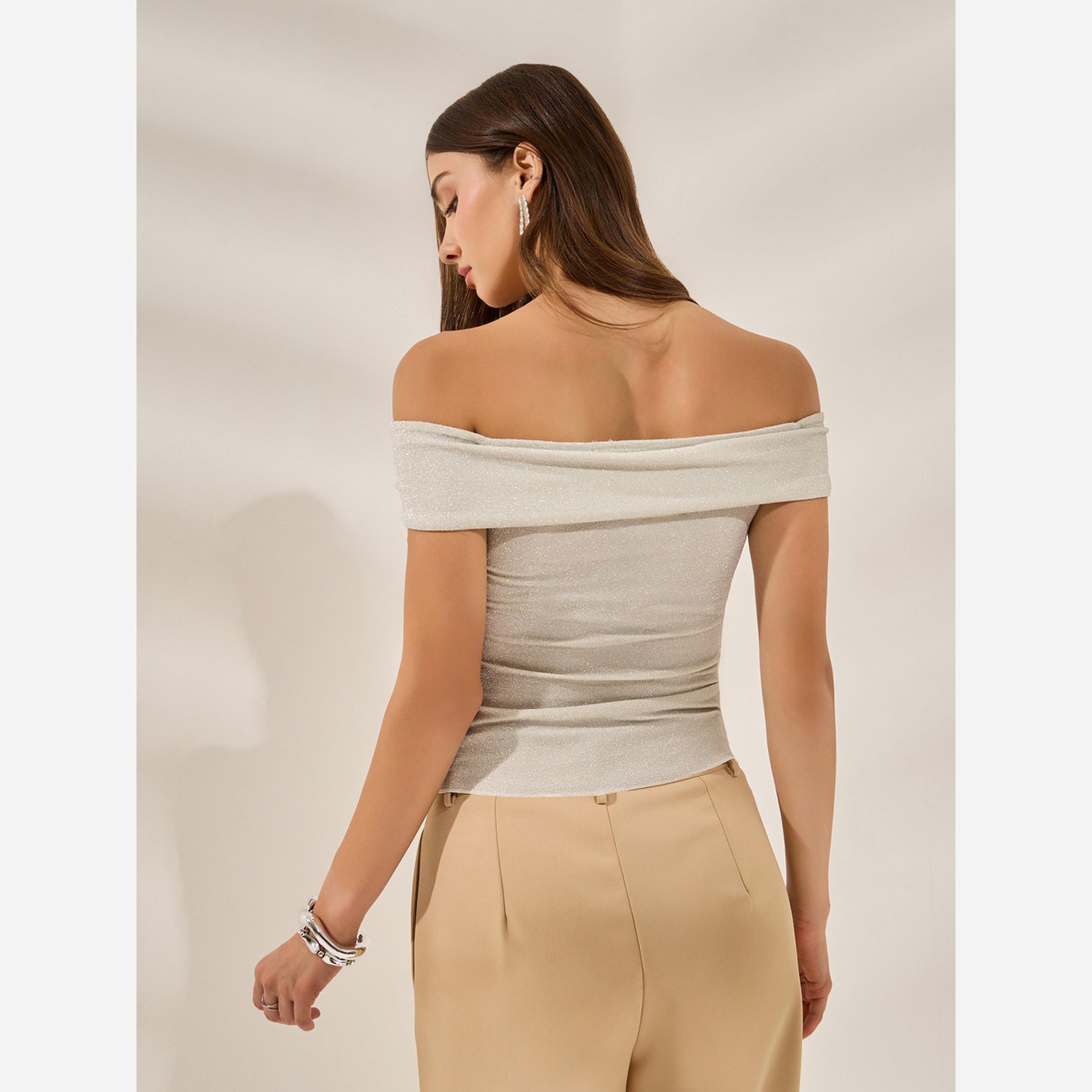 Styli Cream Shimmer Off-Shoulder Top-women-clothing-shirtsandblouses-blouses-image-5