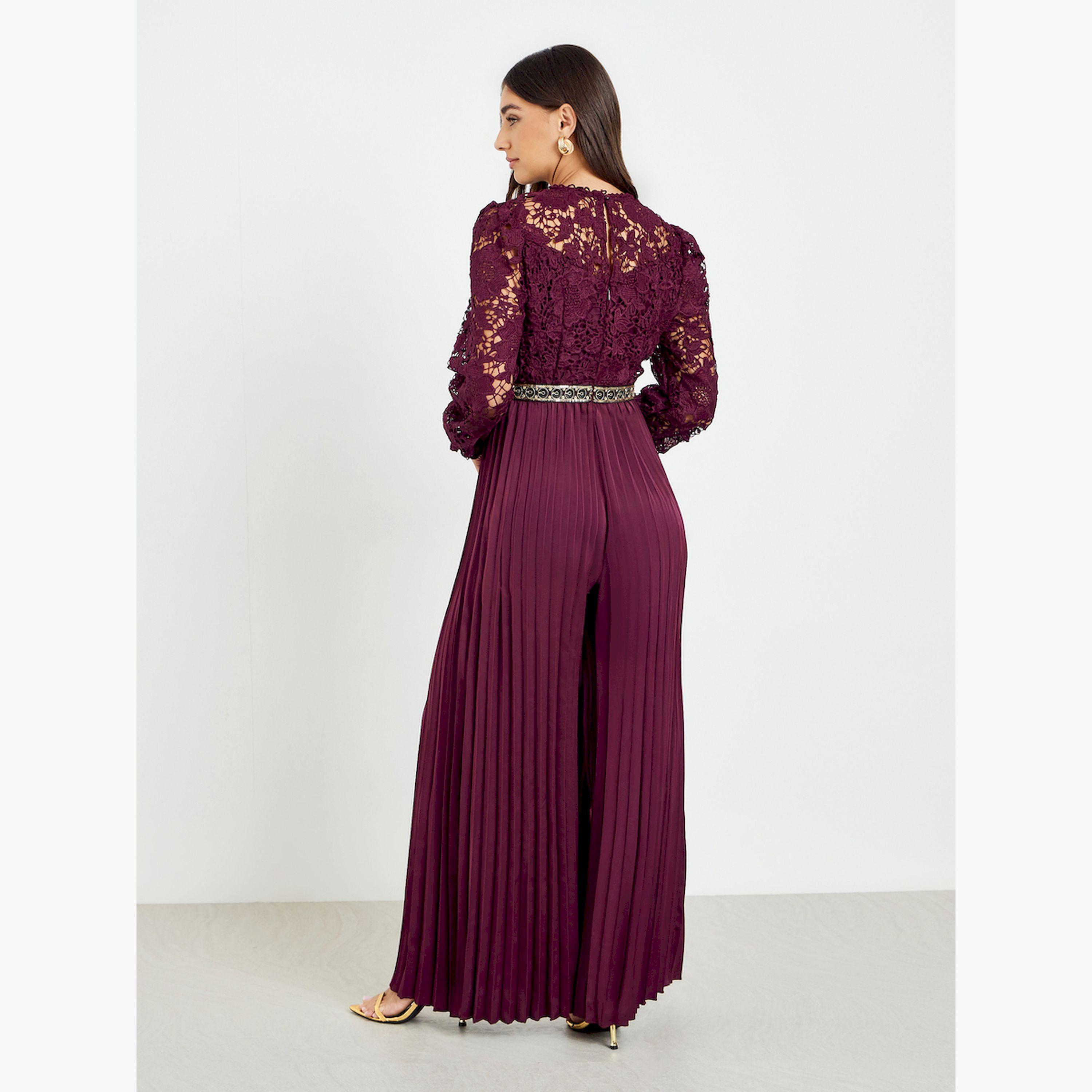 جمبسوت دانتيل بكسرات وأرجل واسعة-women-clothing-jumpsuits-image-4