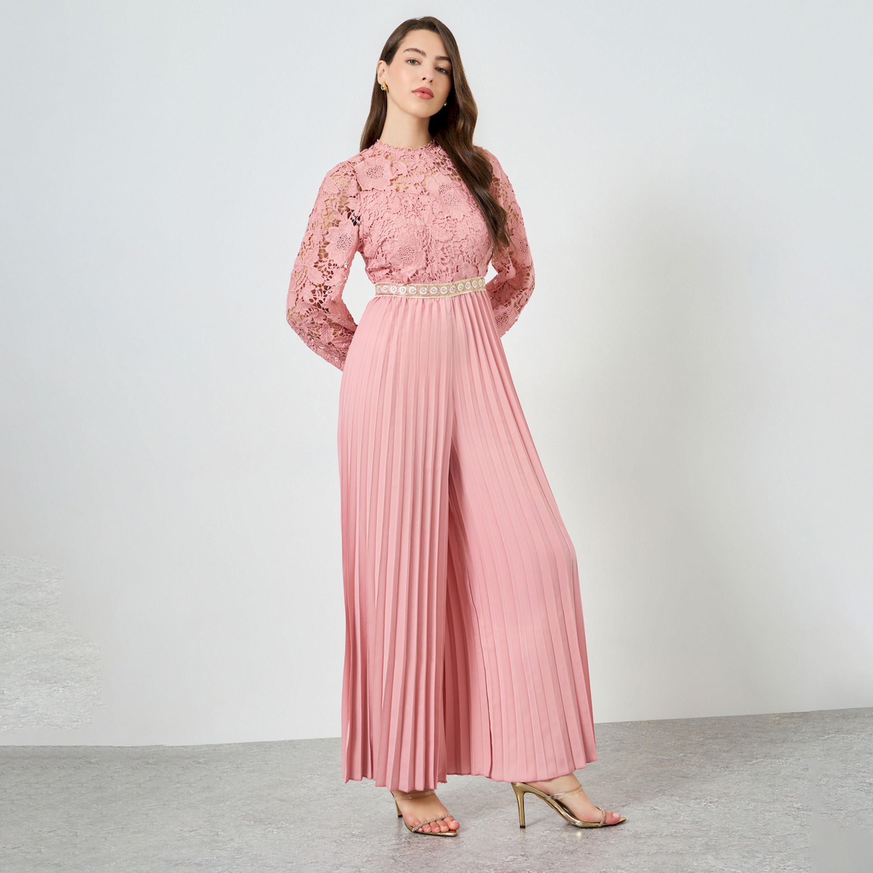 جمبسوت بكسرات وأرجل واسعة مع دانتيل-women-clothing-jumpsuits-image-1