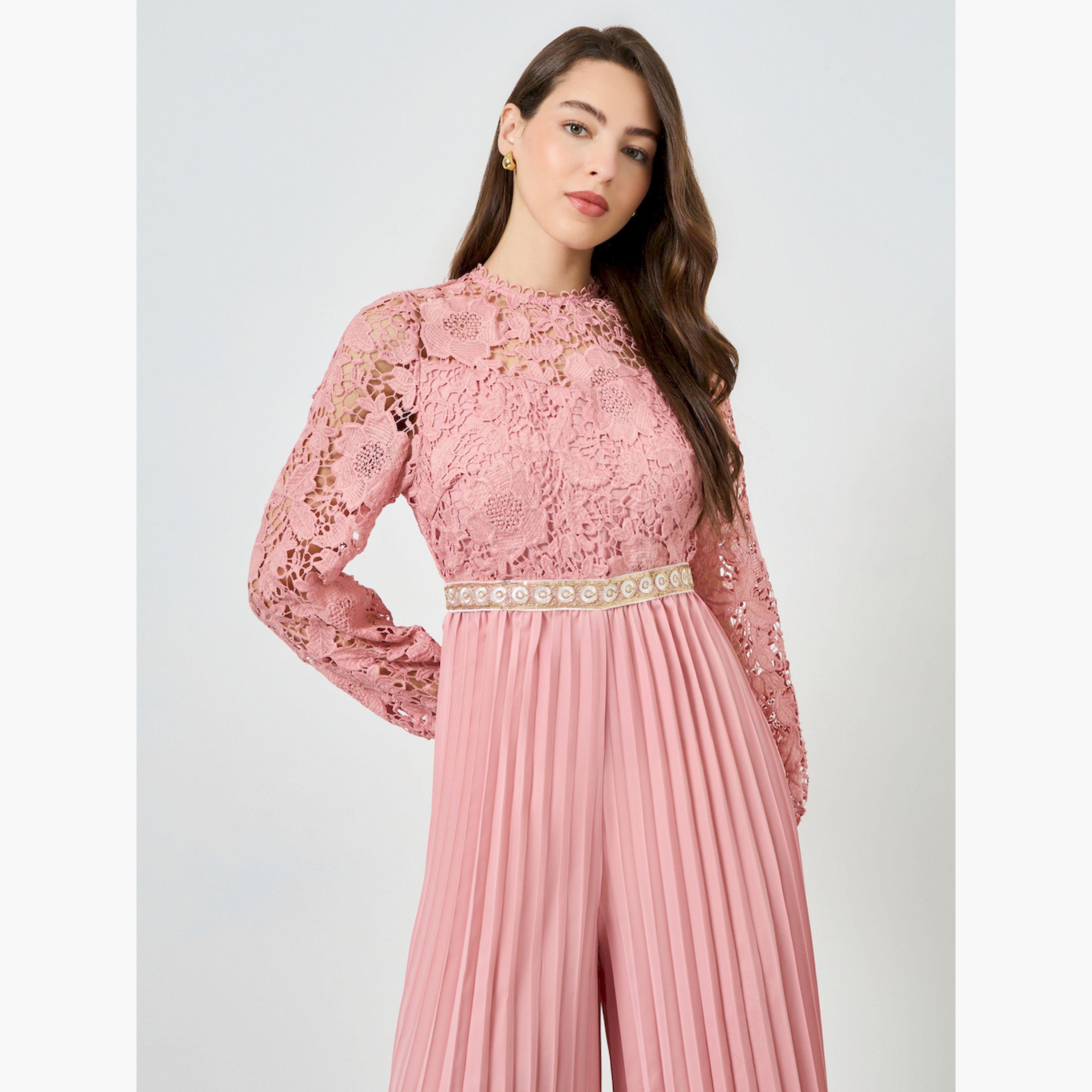 جمبسوت بكسرات وأرجل واسعة مع دانتيل-women-clothing-jumpsuits-image-2