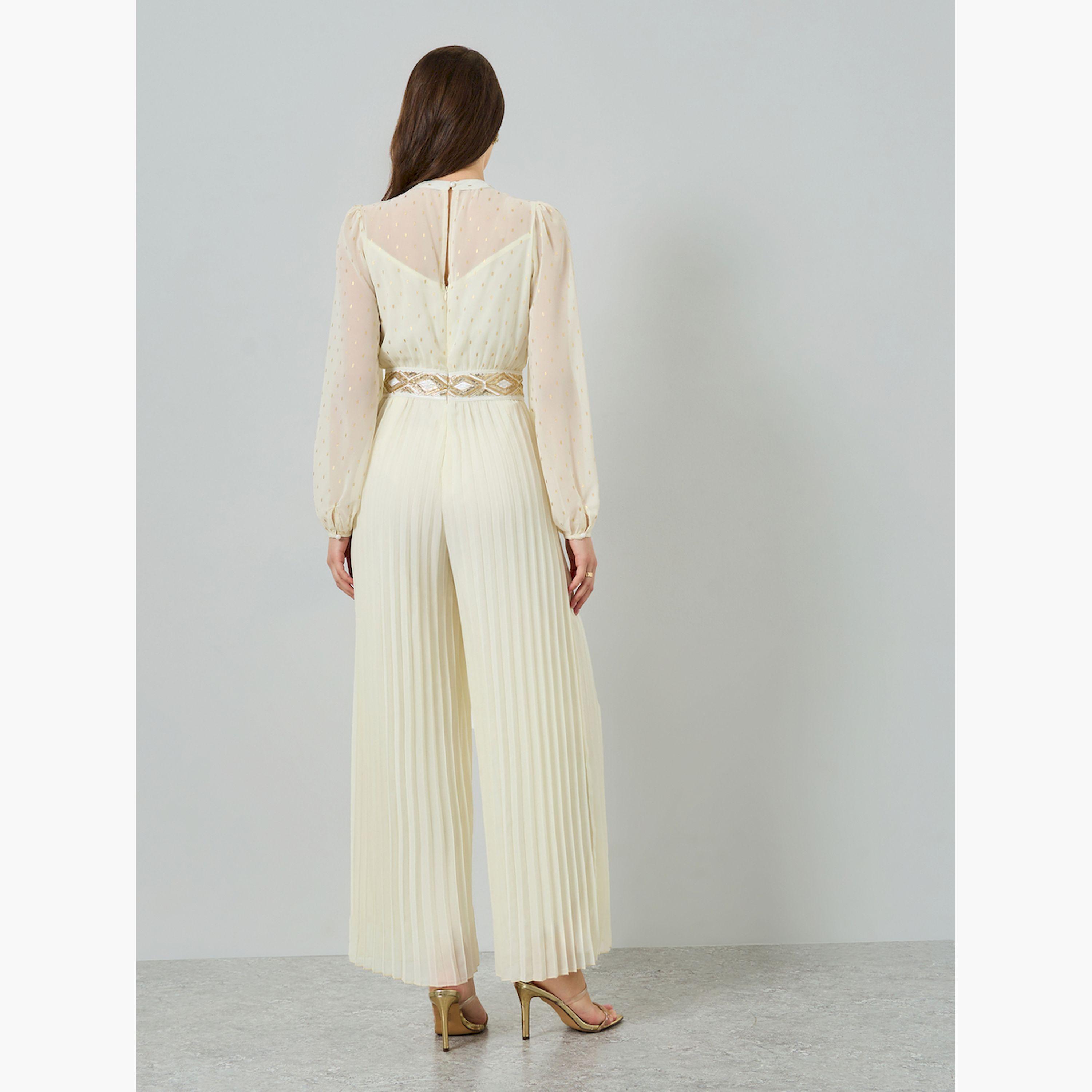 جمبسوت بكسرات وأرجل واسعة مع تفاصيل لوريكس-women-clothing-jumpsuits-image-4