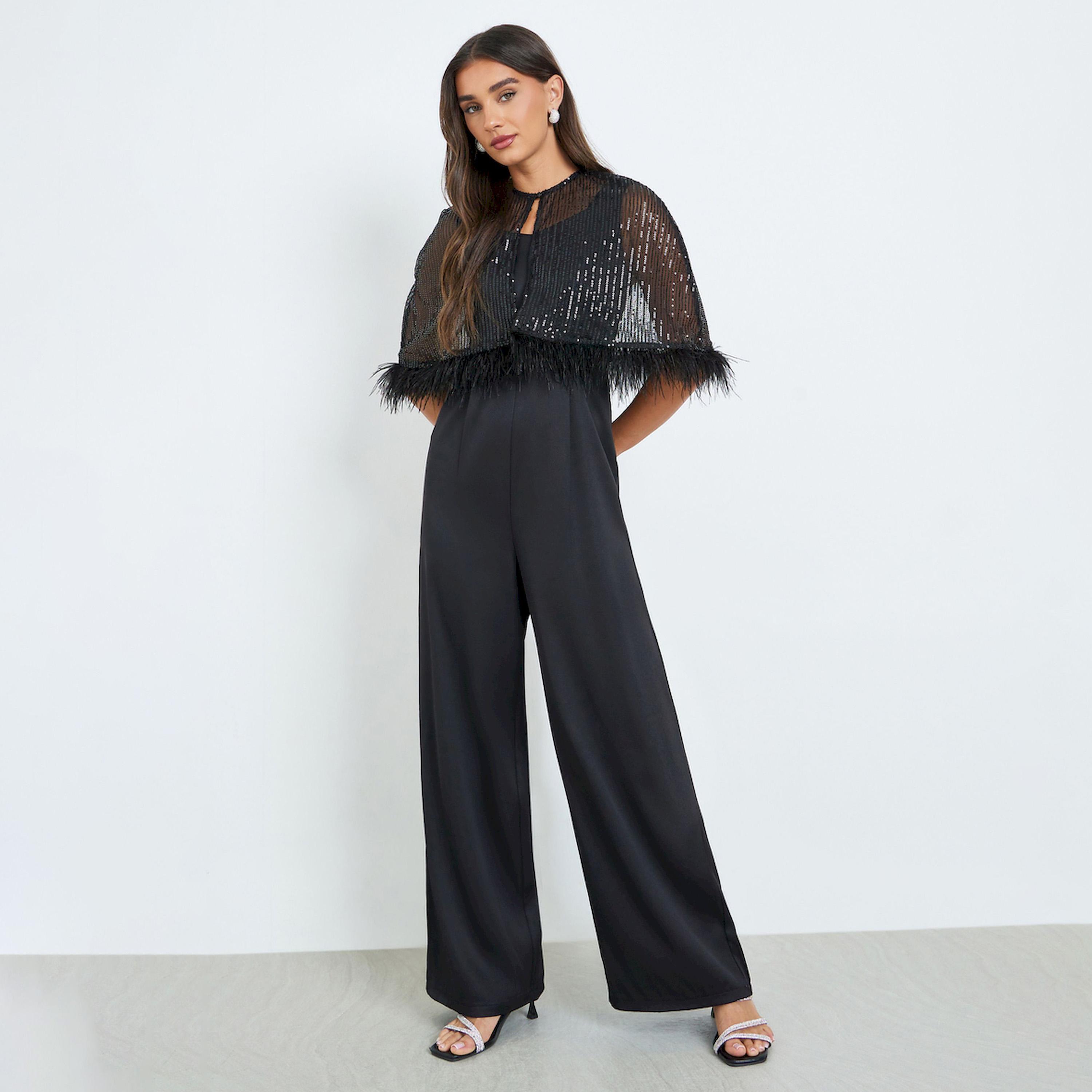 جمبسوت بأرجل واسعة مع كاب مزين بالترتر-women-clothing-jumpsuits-image-1