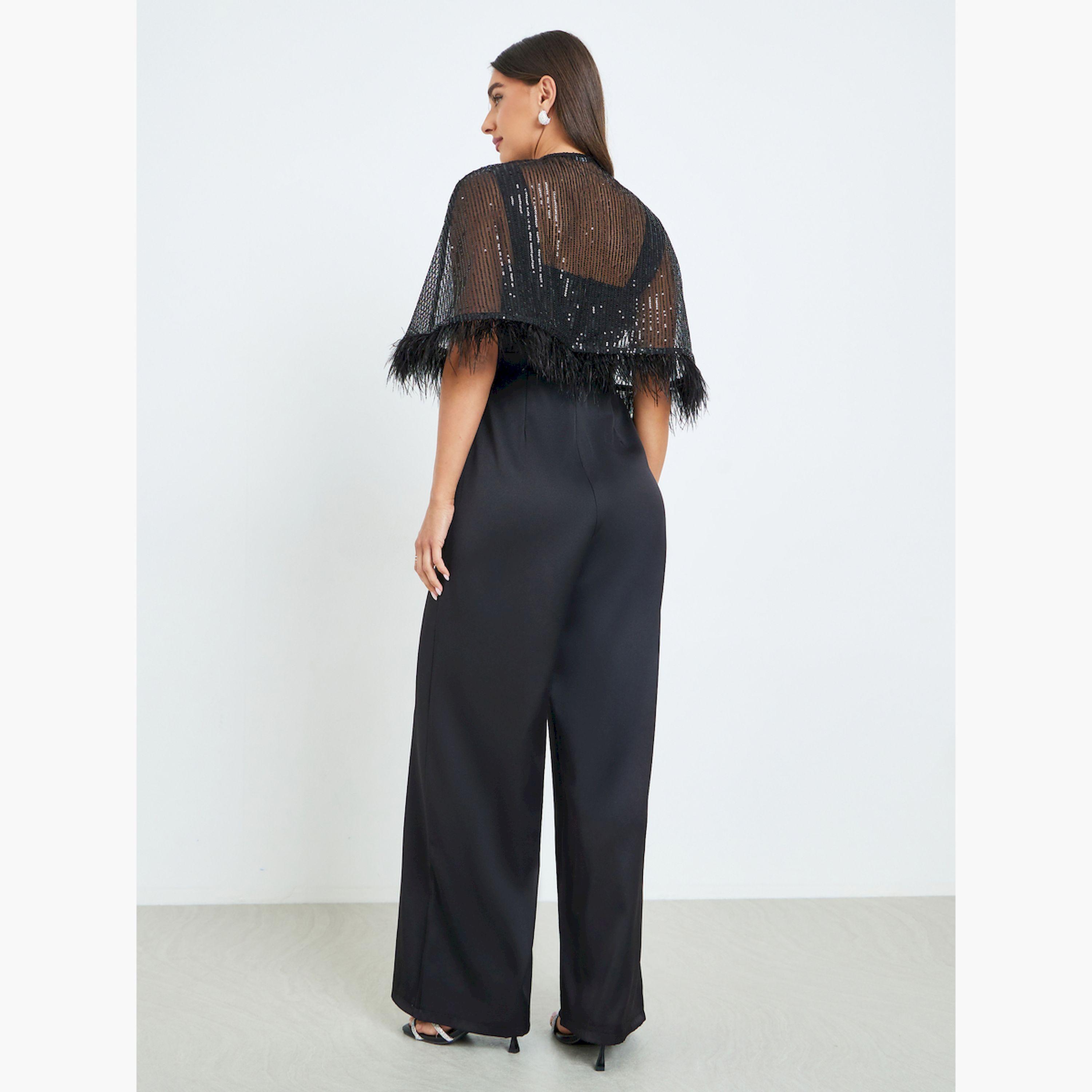 جمبسوت بأرجل واسعة مع كاب مزين بالترتر-women-clothing-jumpsuits-image-4