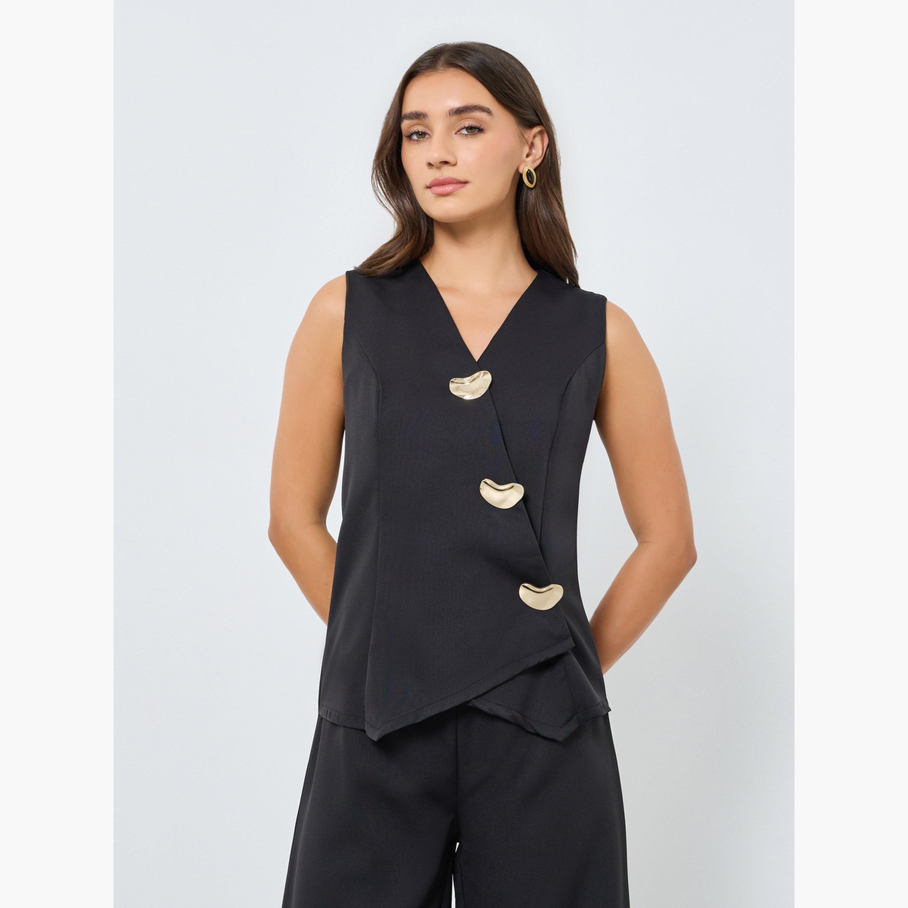 Styli Women Sleeveless Asymmetric Jumpsuit with Fancy Buttons-women-clothing-jumpsuits-image-2