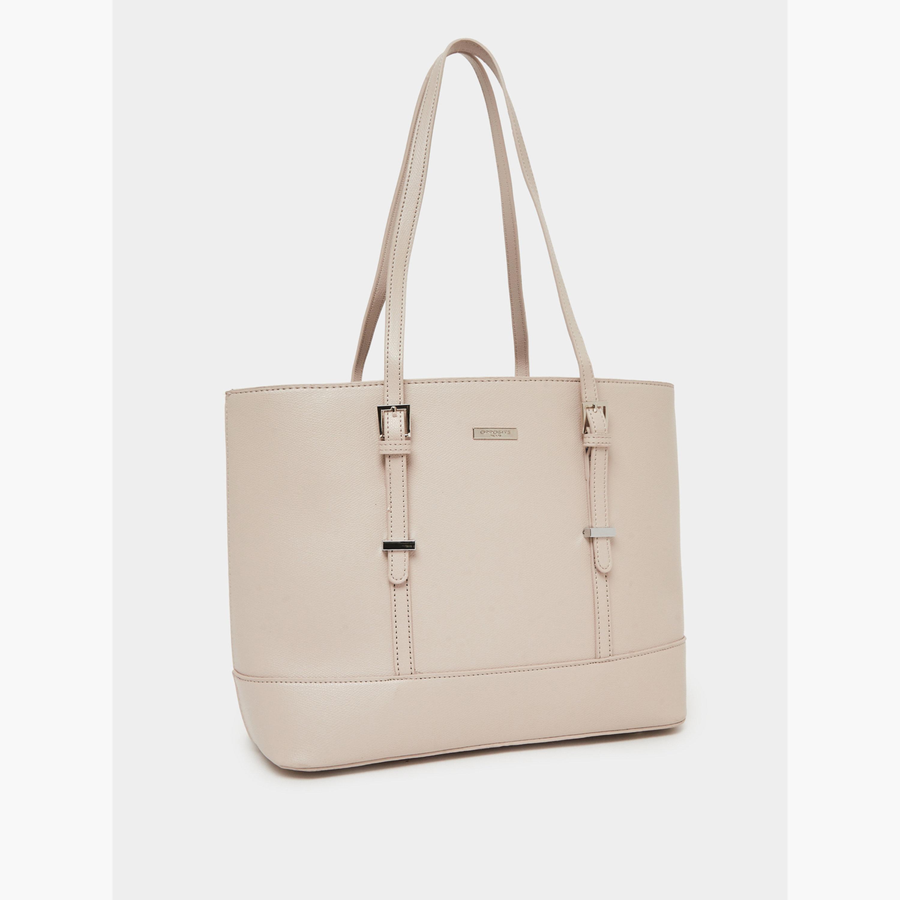 Styli Beige Belted Tote Bag with Wallet Set-women-bagsandwallets-handbags-image-2