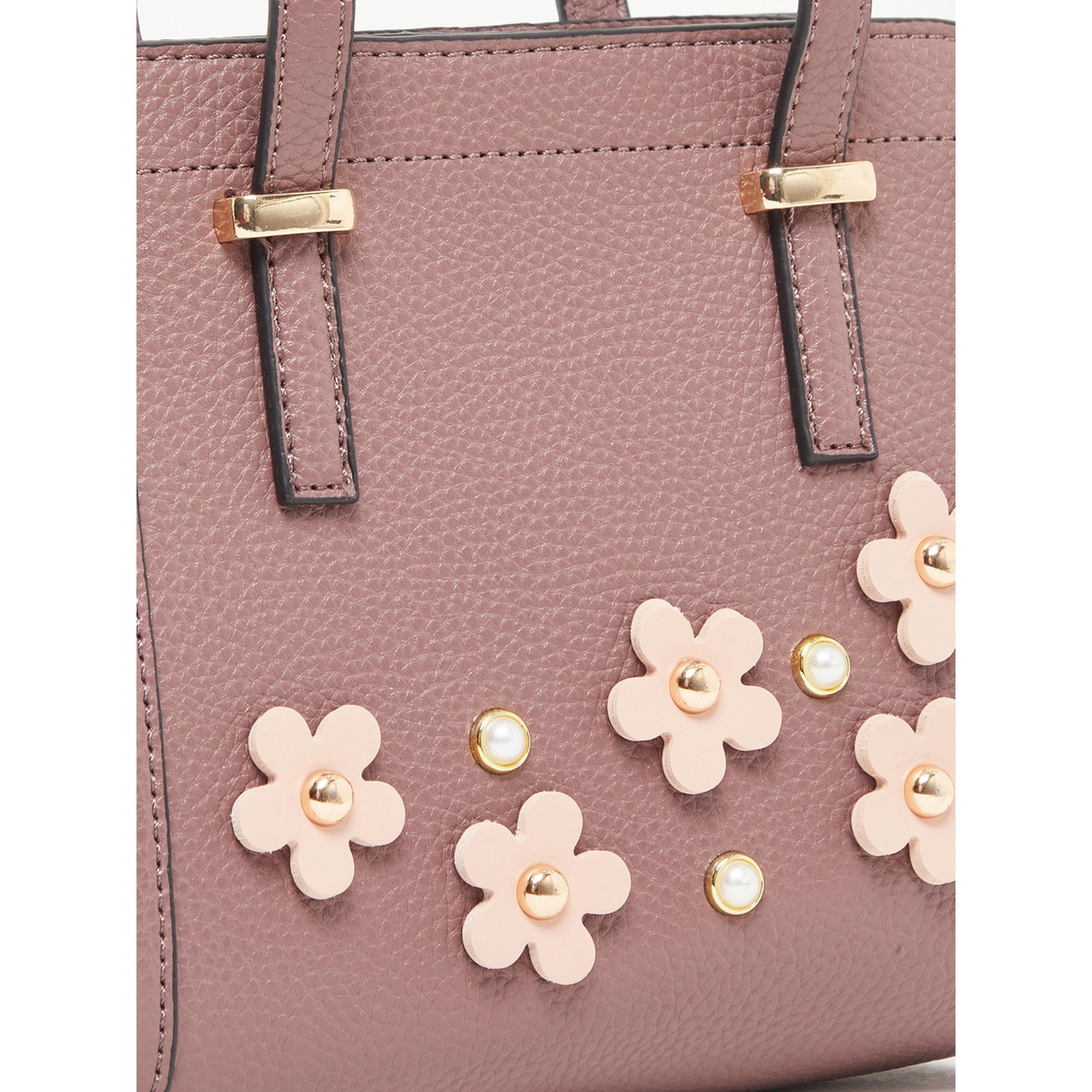 حقيبة يد بتفاصيل زهور لون بنية-women-bagsandwallets-handbags-image-3