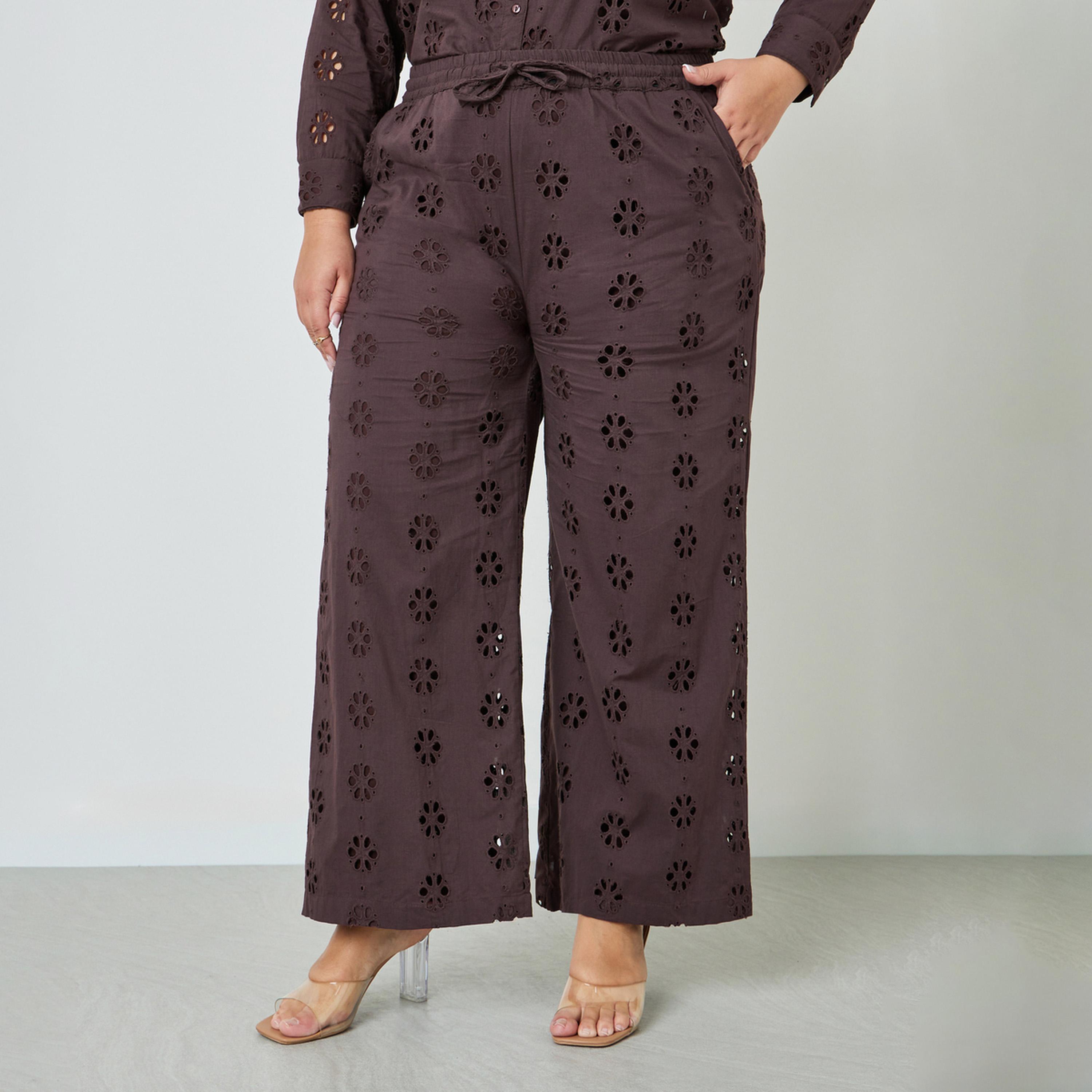 Styli Plus Size Schiffli Pants with Side Pocket-women-clothing-bottoms-joggers-image-1