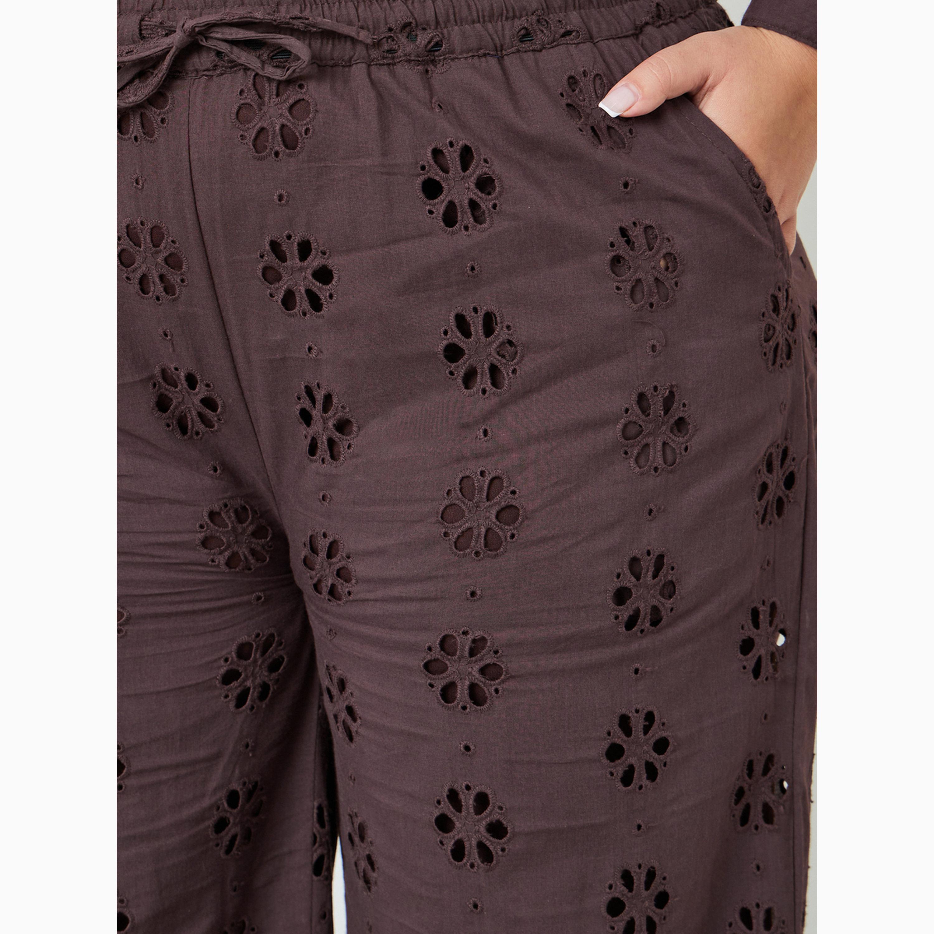 Styli Plus Size Schiffli Pants with Side Pocket-women-clothing-bottoms-joggers-image-4