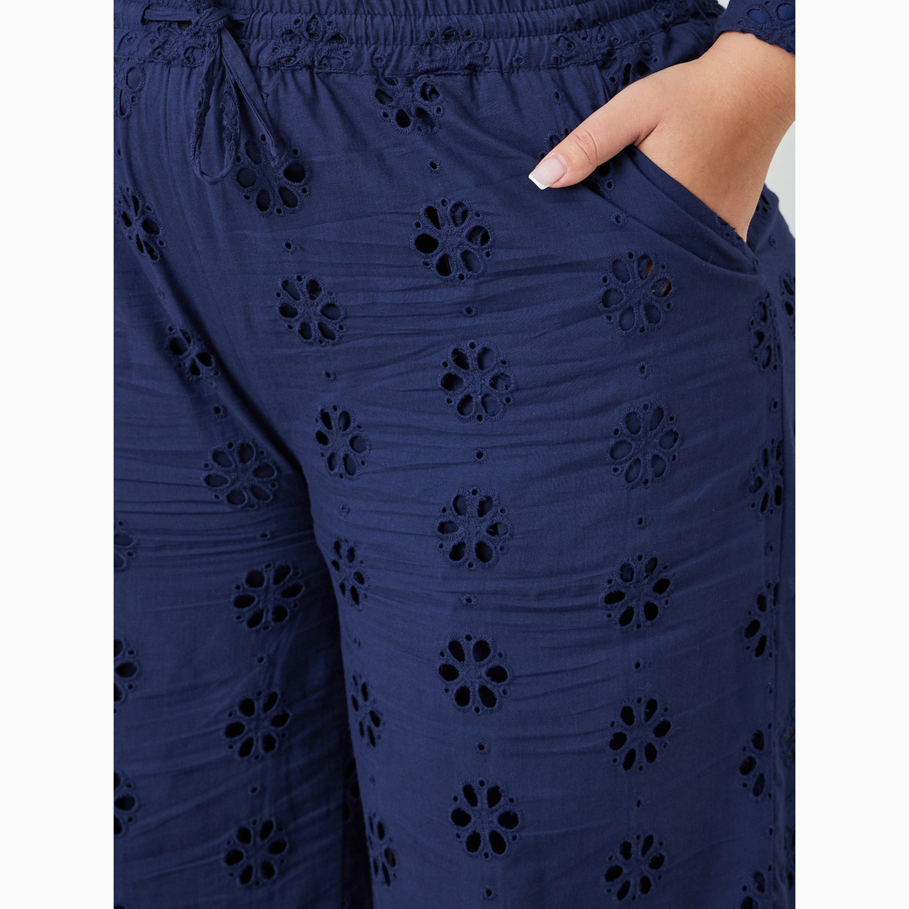 Styli Plus Size Schiffli Pants with Side Pocket-women-clothing-bottoms-joggers-image-4