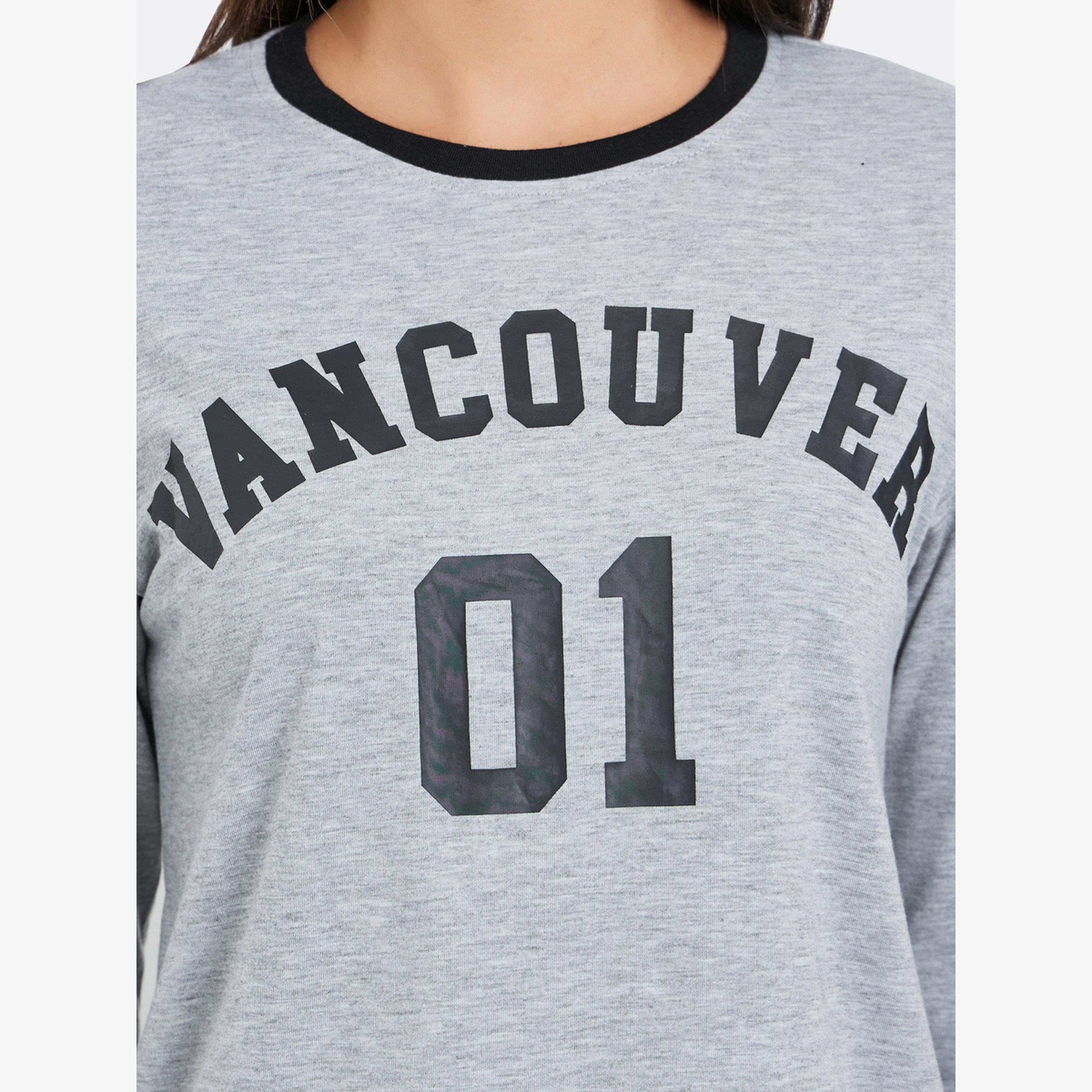 Styli Grey Slogan Print Long Sleeve T-Shirt-women-clothing-tshirts-image-4