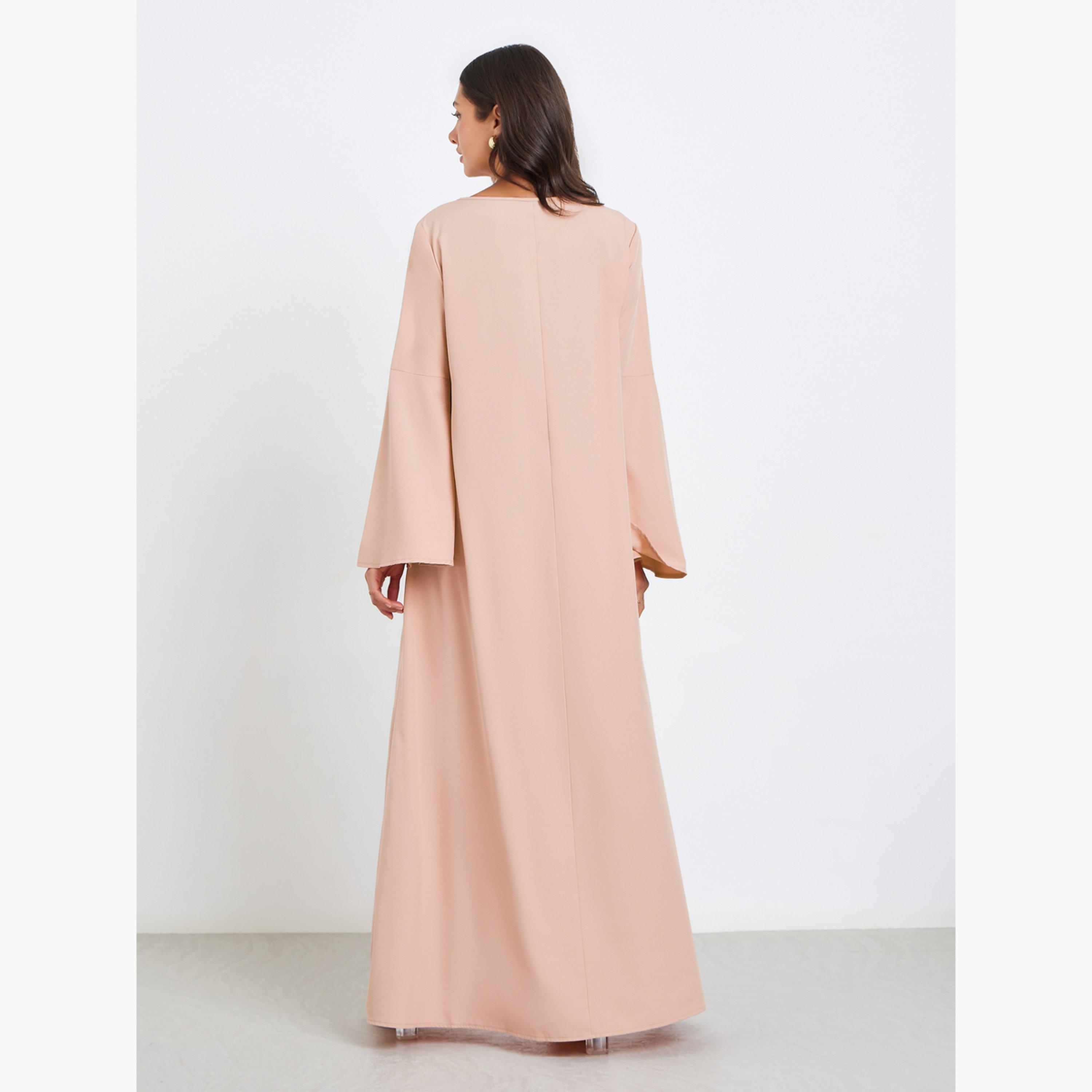 جلابية بحافة واسعة وتفاصيل ربط-women-arabicclothing-jalabiyas-image-5