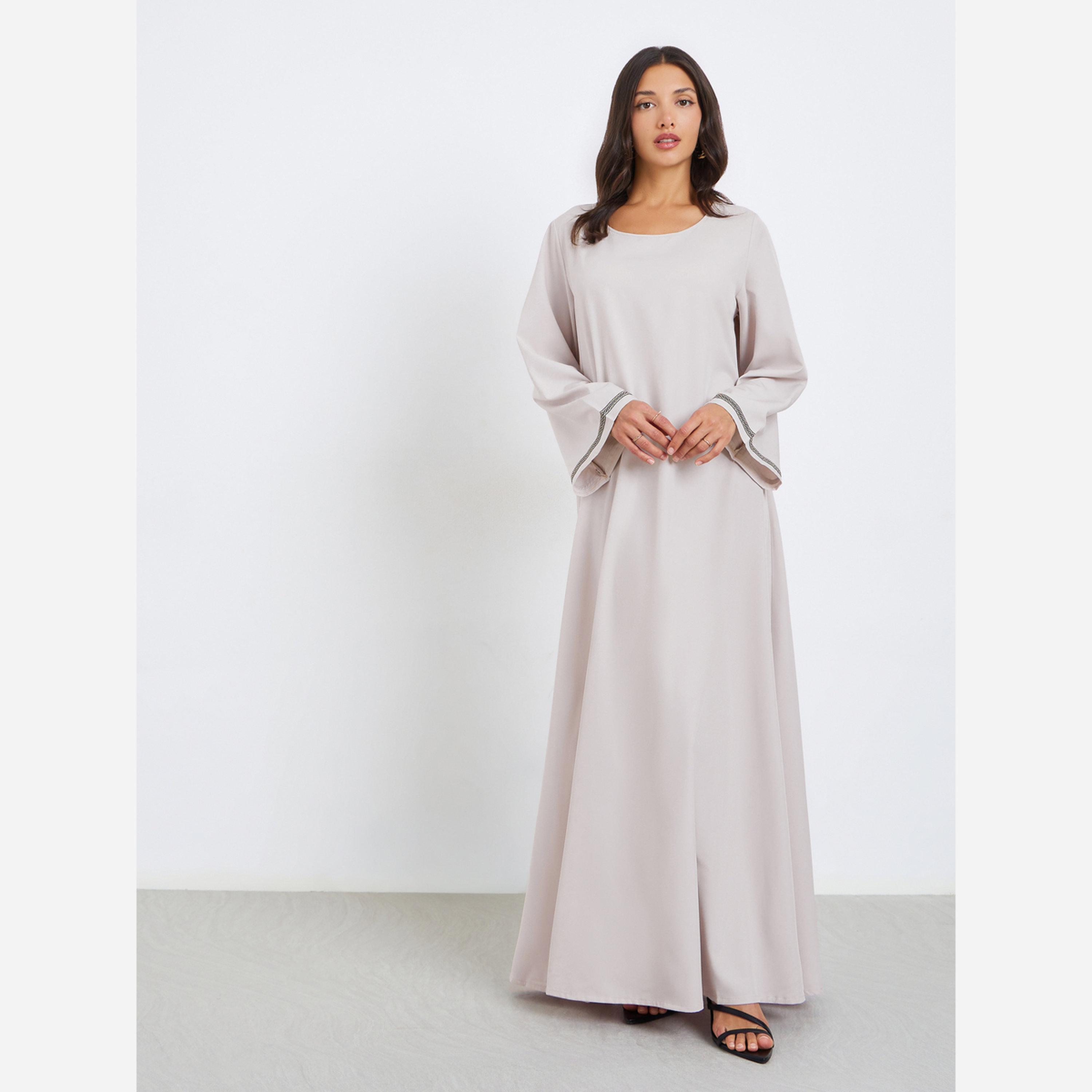 ستايلي - جلابية لون بيج تصميم A مزينة بالدانتيل-women-arabicclothing-jalabiyas-image-3