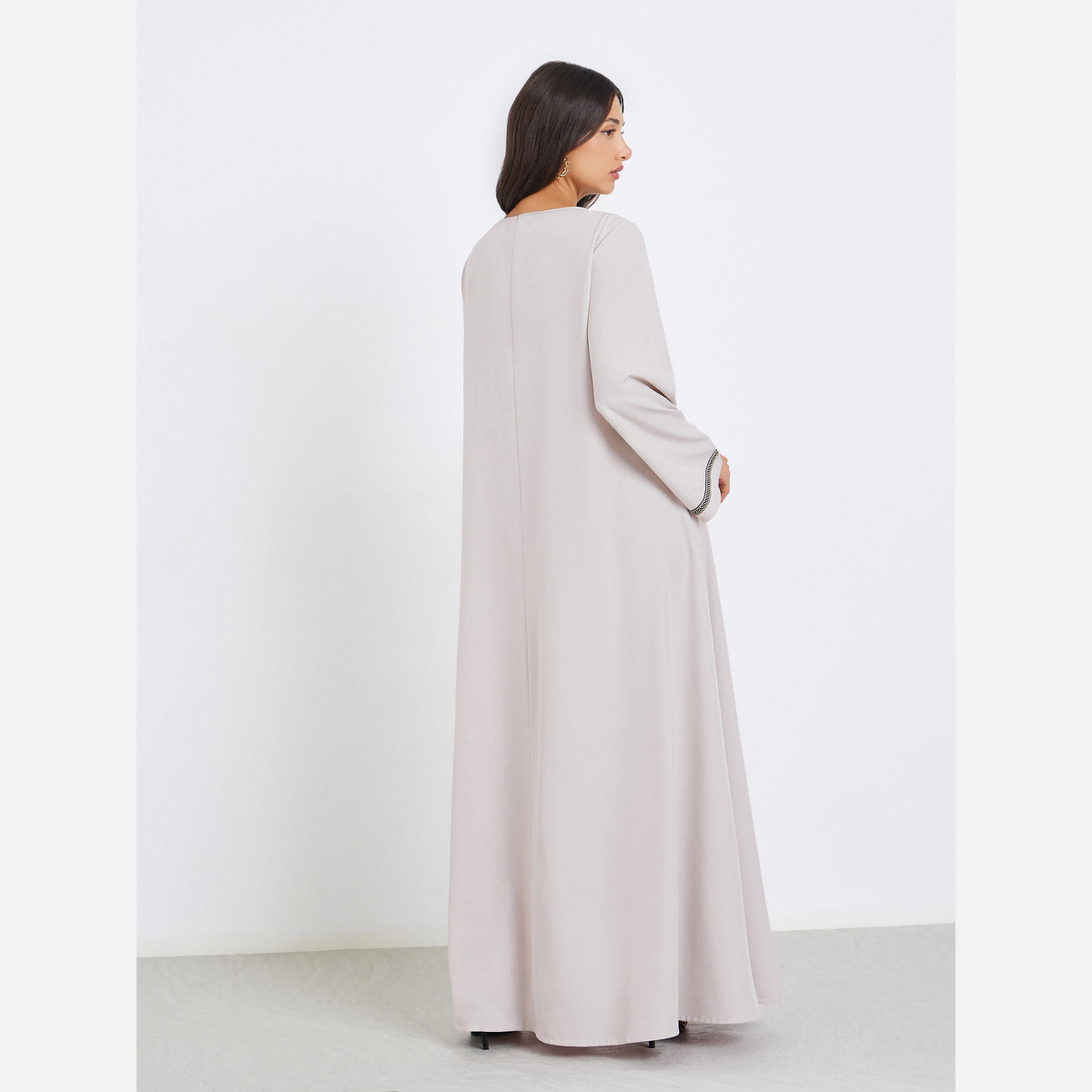 ستايلي - جلابية لون بيج تصميم A مزينة بالدانتيل-women-arabicclothing-jalabiyas-image-5