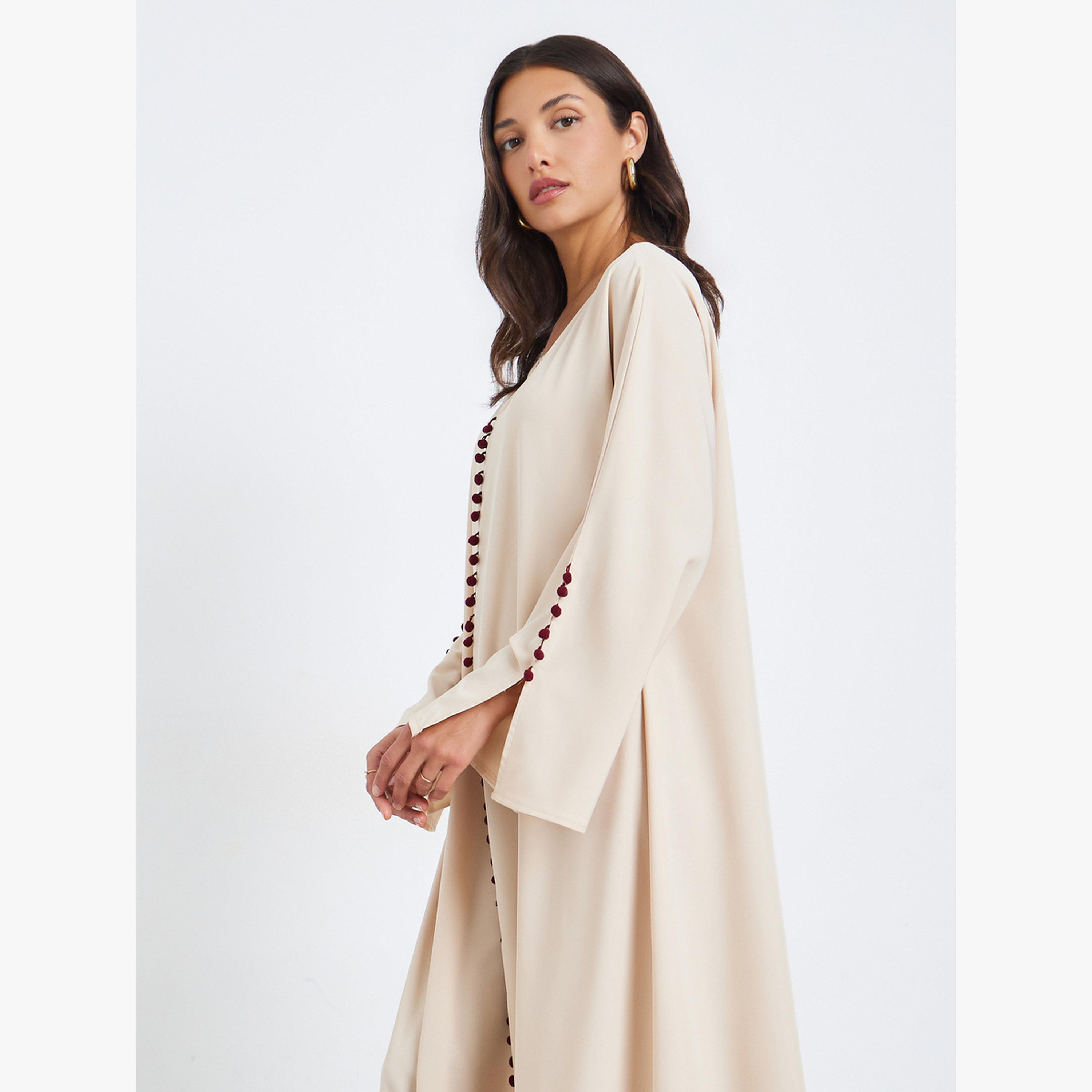 عباية بتفاصيل كرات بوم بوم-women-arabicclothing-jalabiyas-image-3