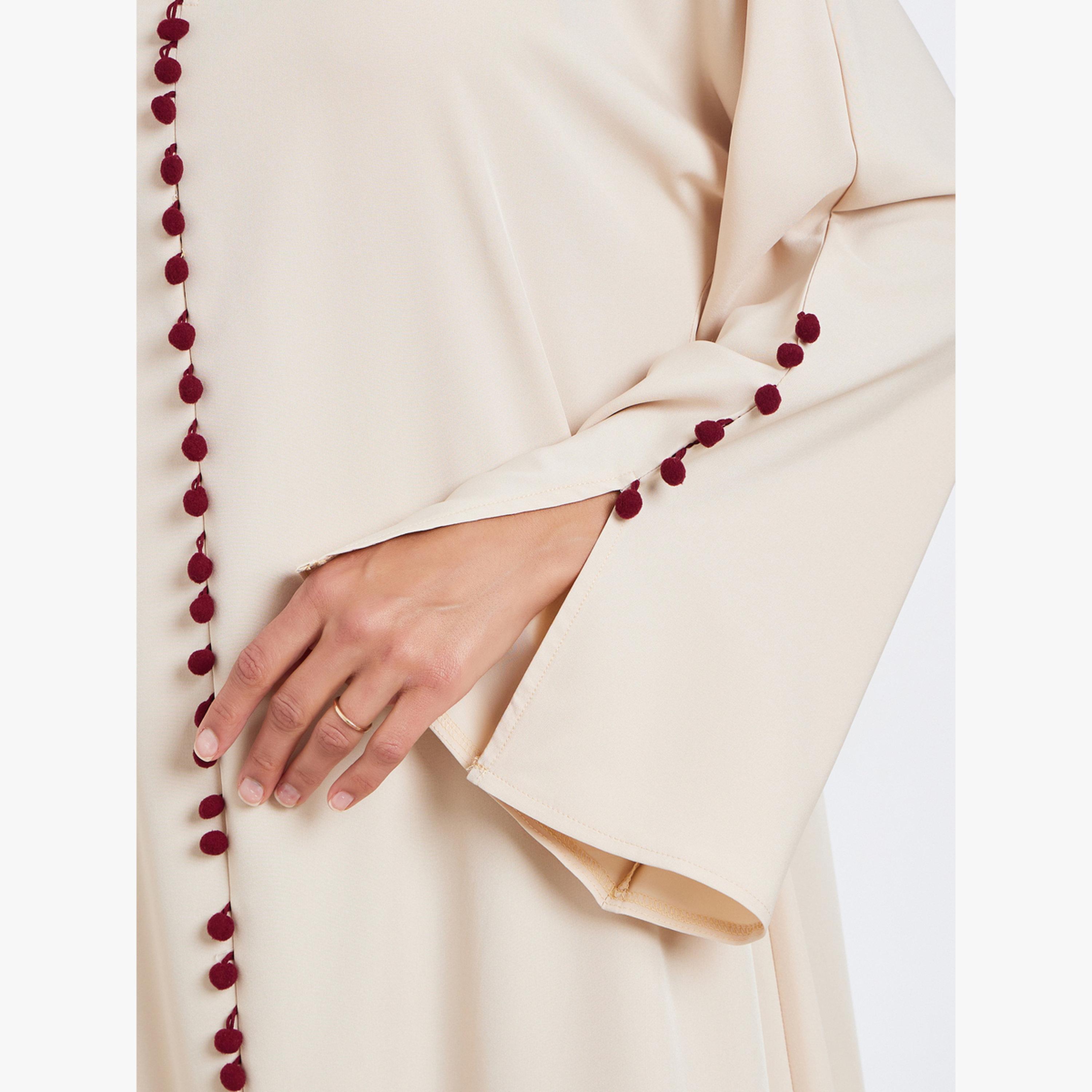 عباية بتفاصيل كرات بوم بوم-women-arabicclothing-jalabiyas-image-4