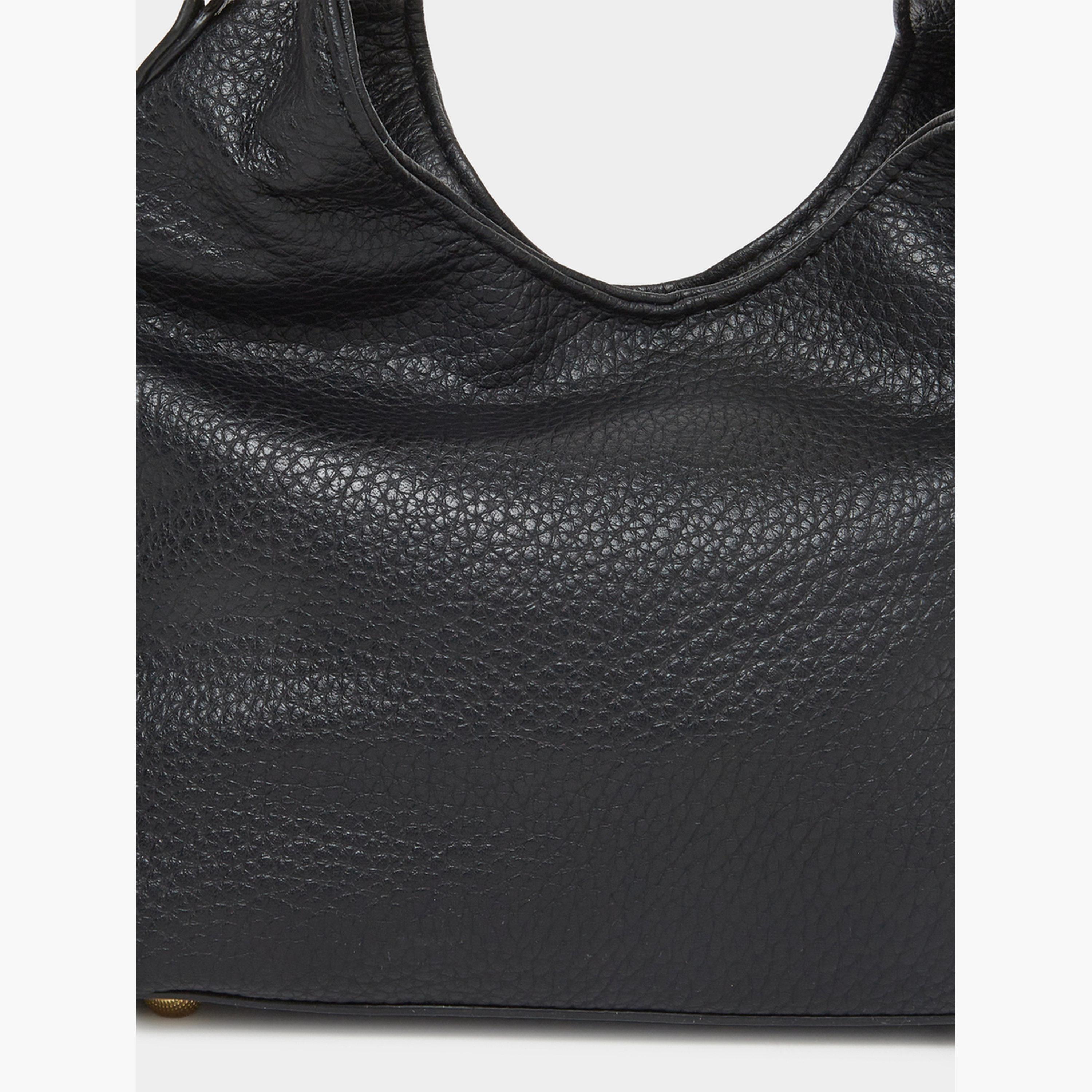 Styli Black Leather Hobo Bag with Gold Handle-women-bagsandwallets-handbags-image-3