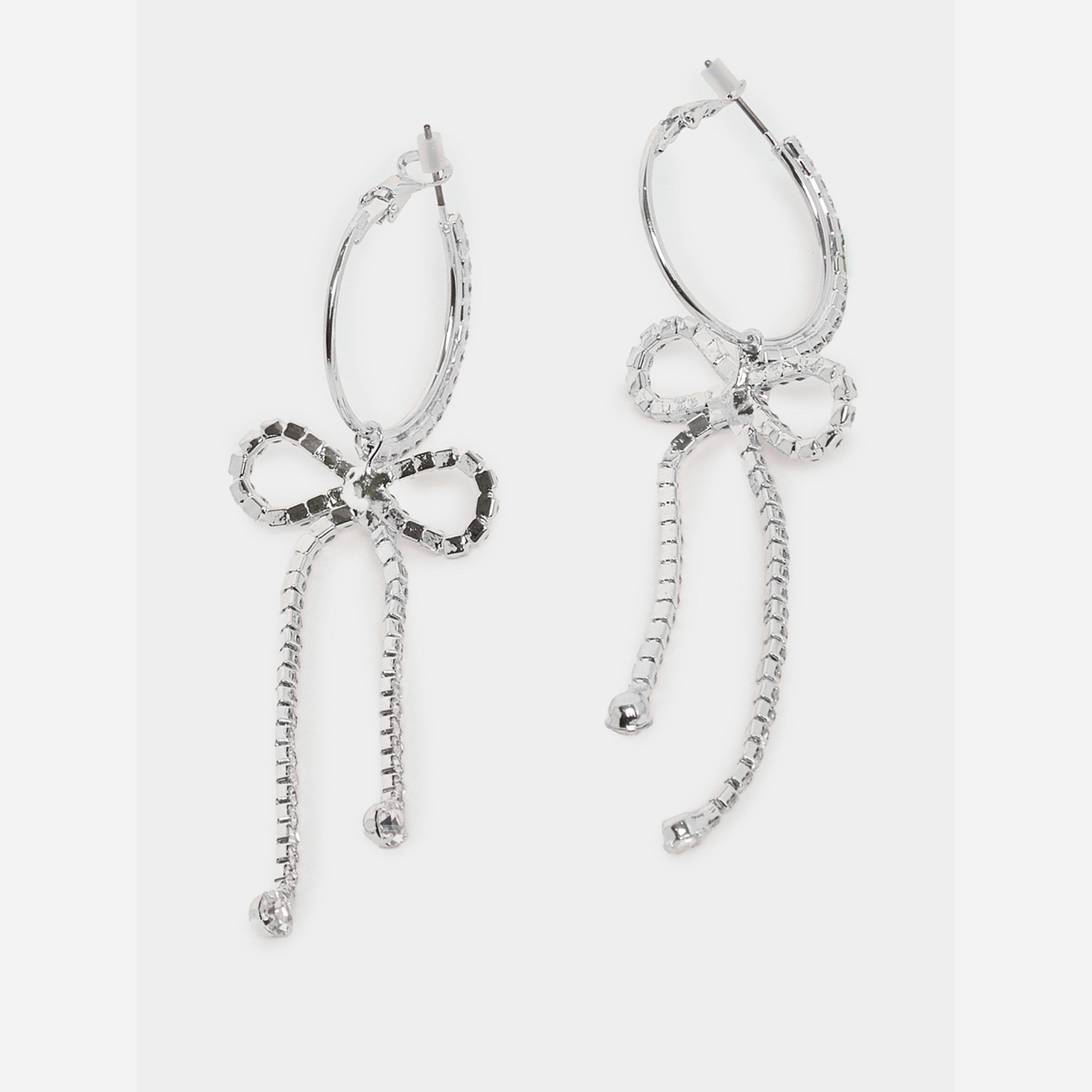 ستايلي - أقراط متدلية على شكل فيونكة فضية-women-watchesandjewellery-jewellery-earrings-image-3