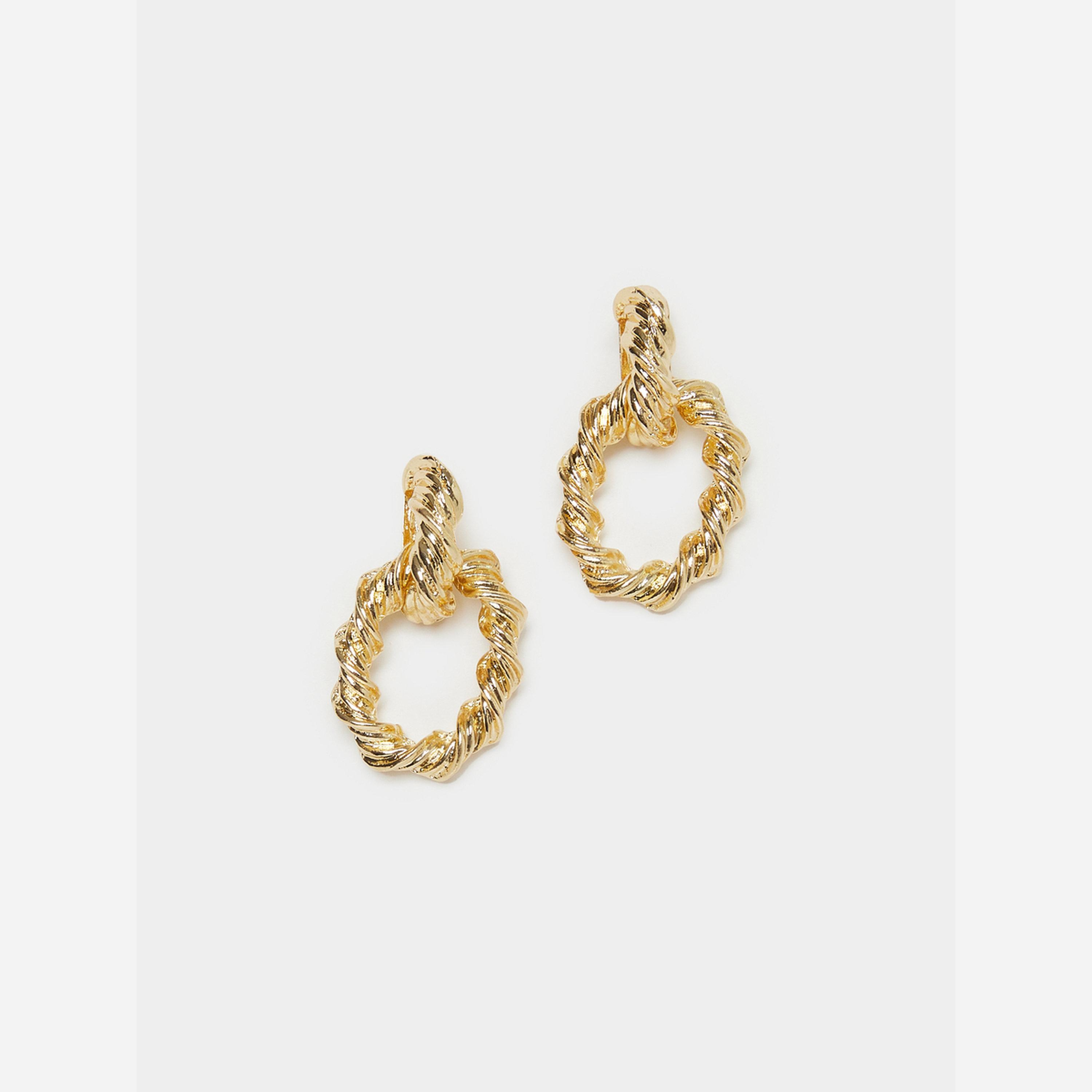 Styli Gold Twisted Hoop Earrings-women-watchesandjewellery-jewellery-earrings-image-1