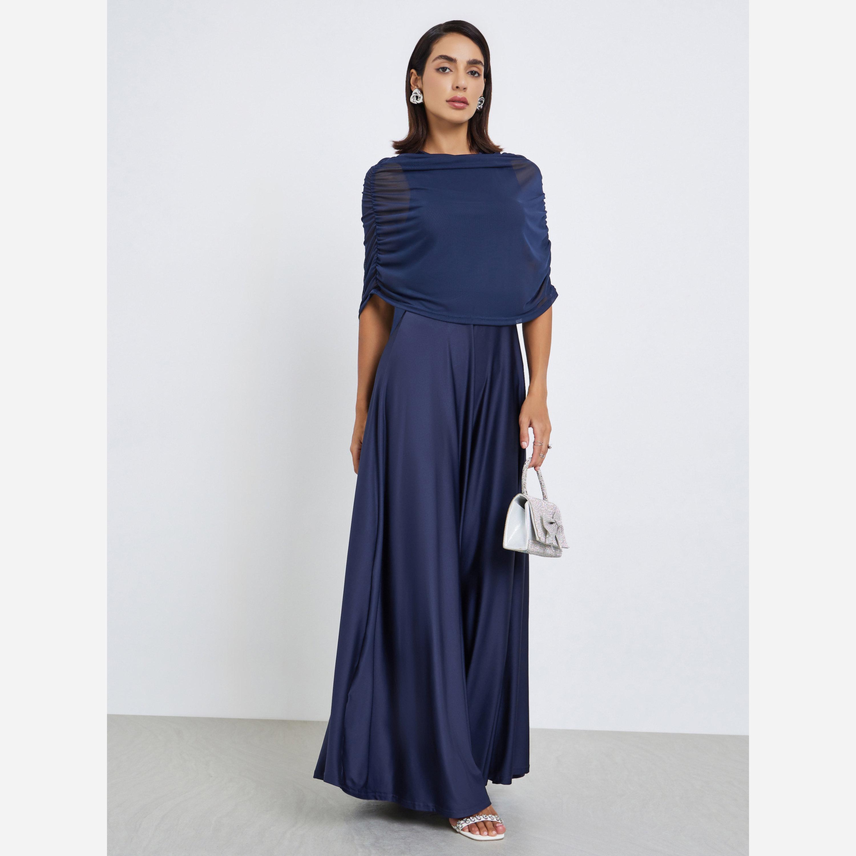Styli Solid Different materials splicing fashion party MIDI Dress-women-clothing-dresses-image-1
