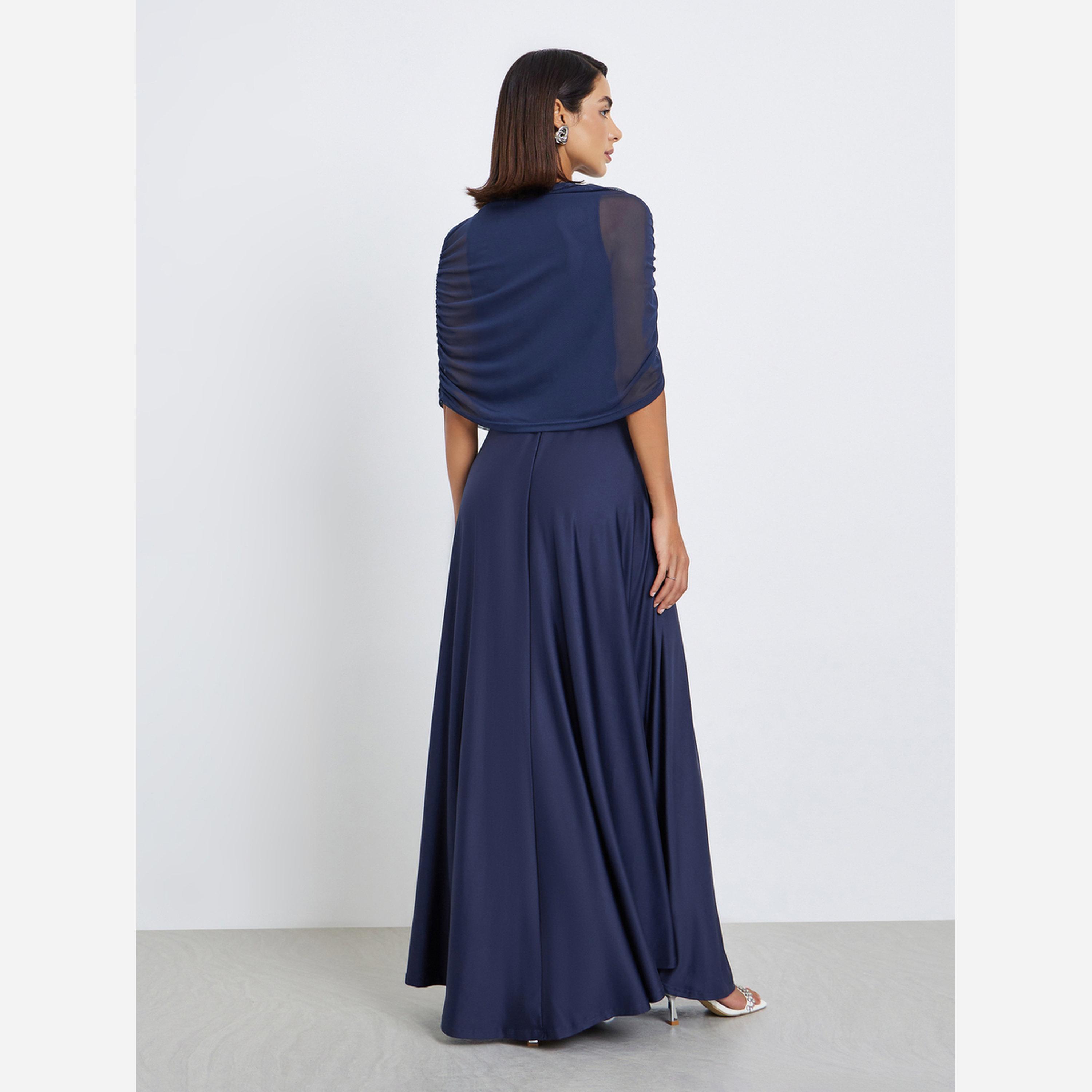 Styli Solid Different materials splicing fashion party MIDI Dress-women-clothing-dresses-image-5