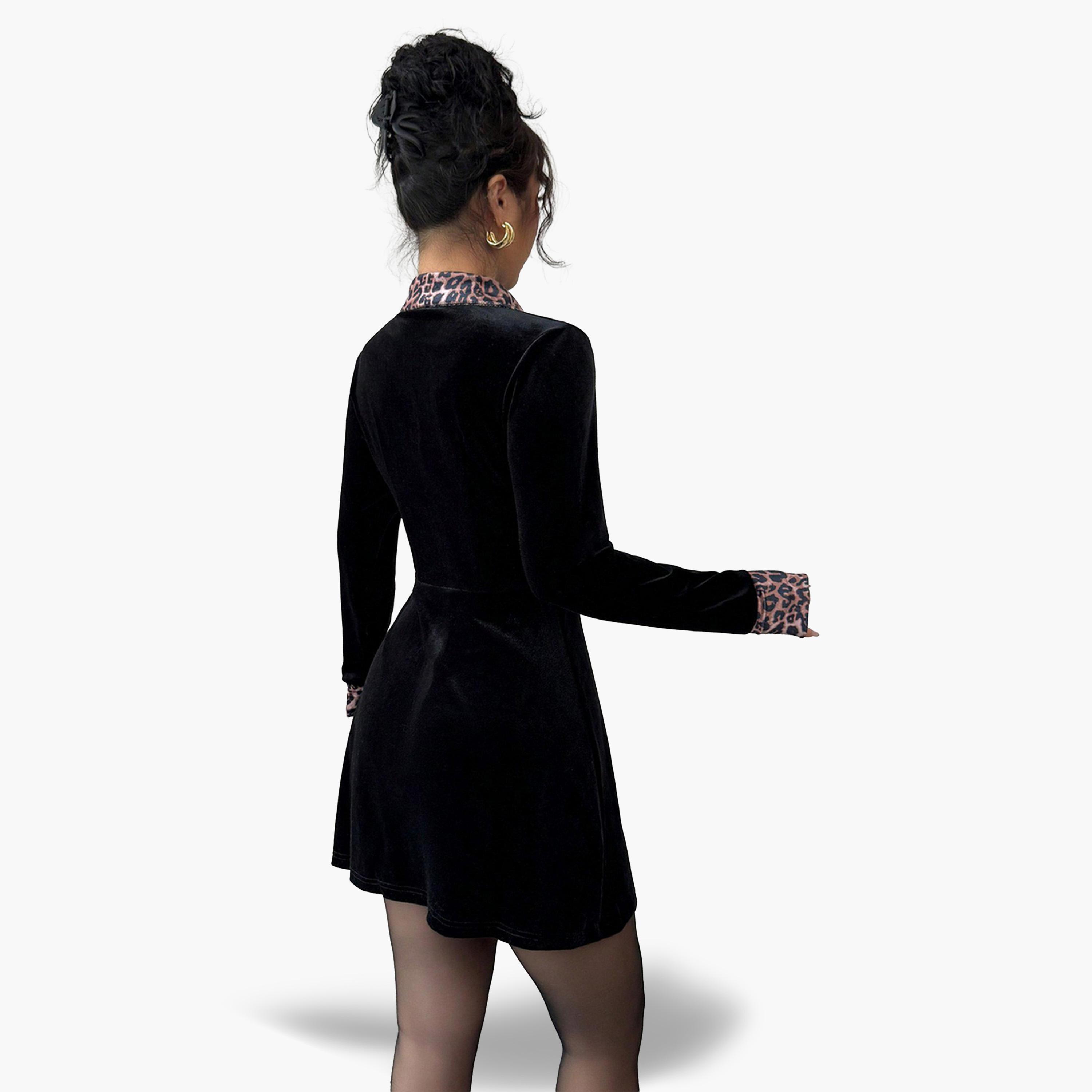 تيك تو - فستان قصير مخمل للنساء-women-clothing-dresses-image-3