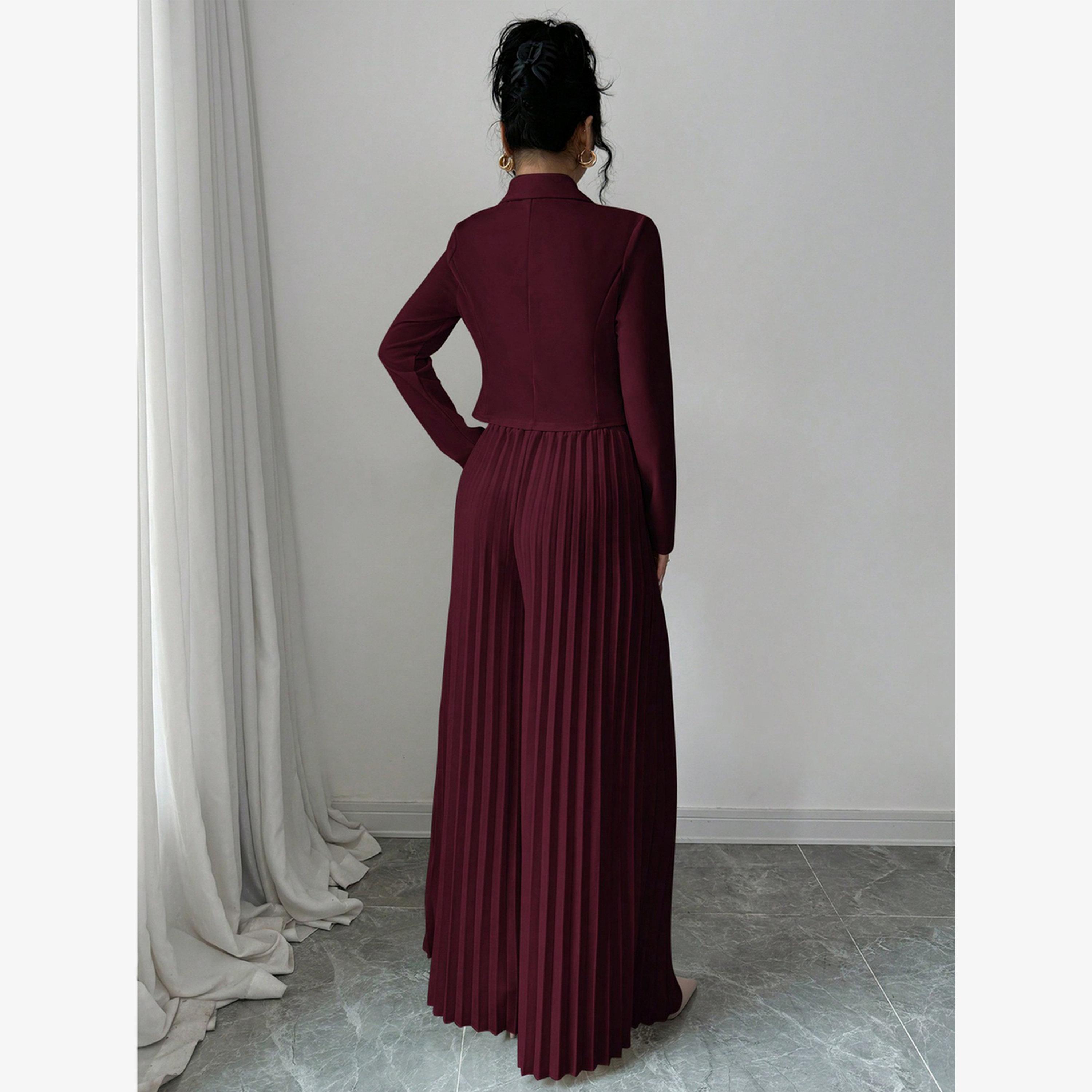 Take Two Women Button Front Blazer and Pleated Pants Co-Ords-women-clothing-coordsets-image-2