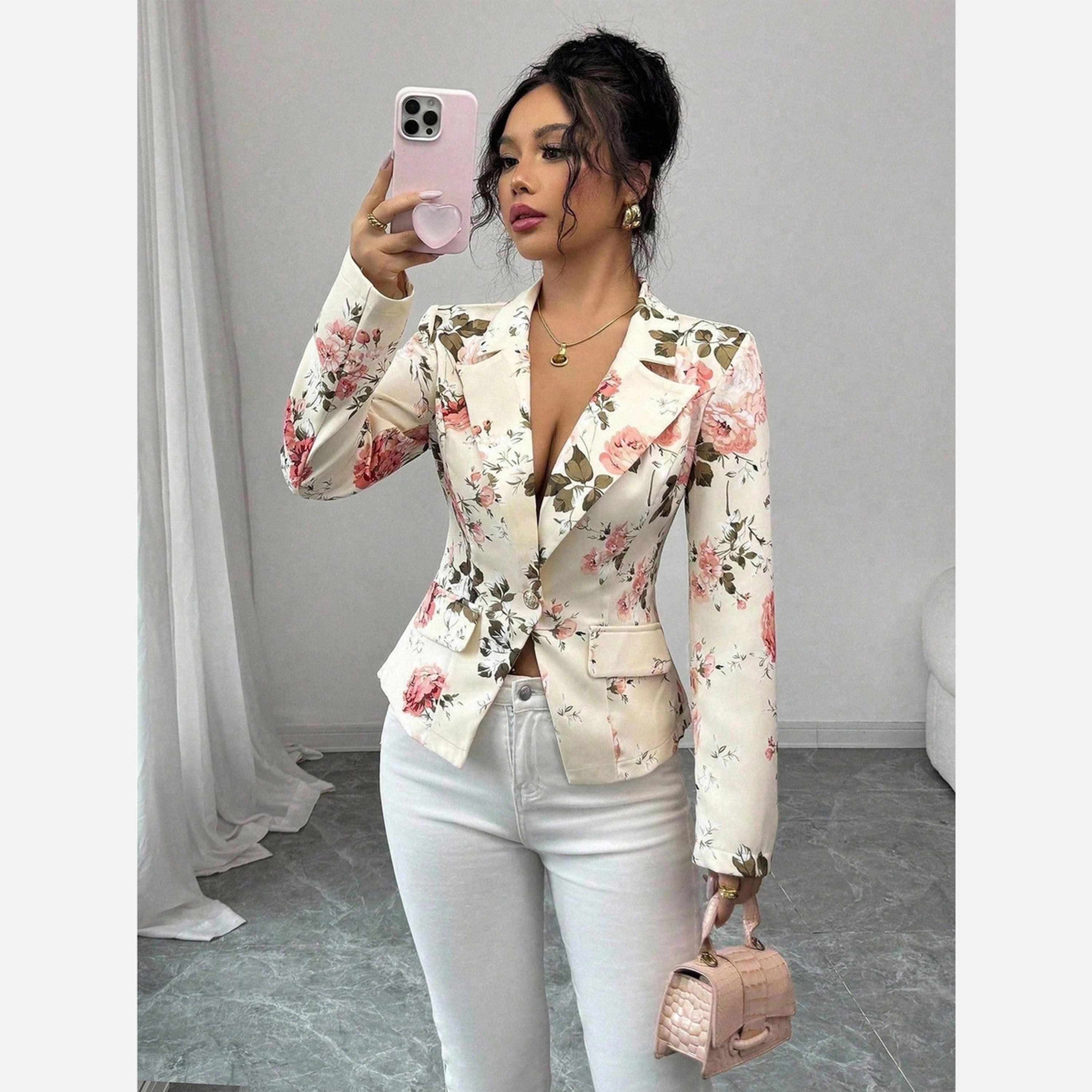 Take Two Women Floral Print Lapel Neck Fitted Blazer-women-clothing-coatsandjackets-blazers-image-3