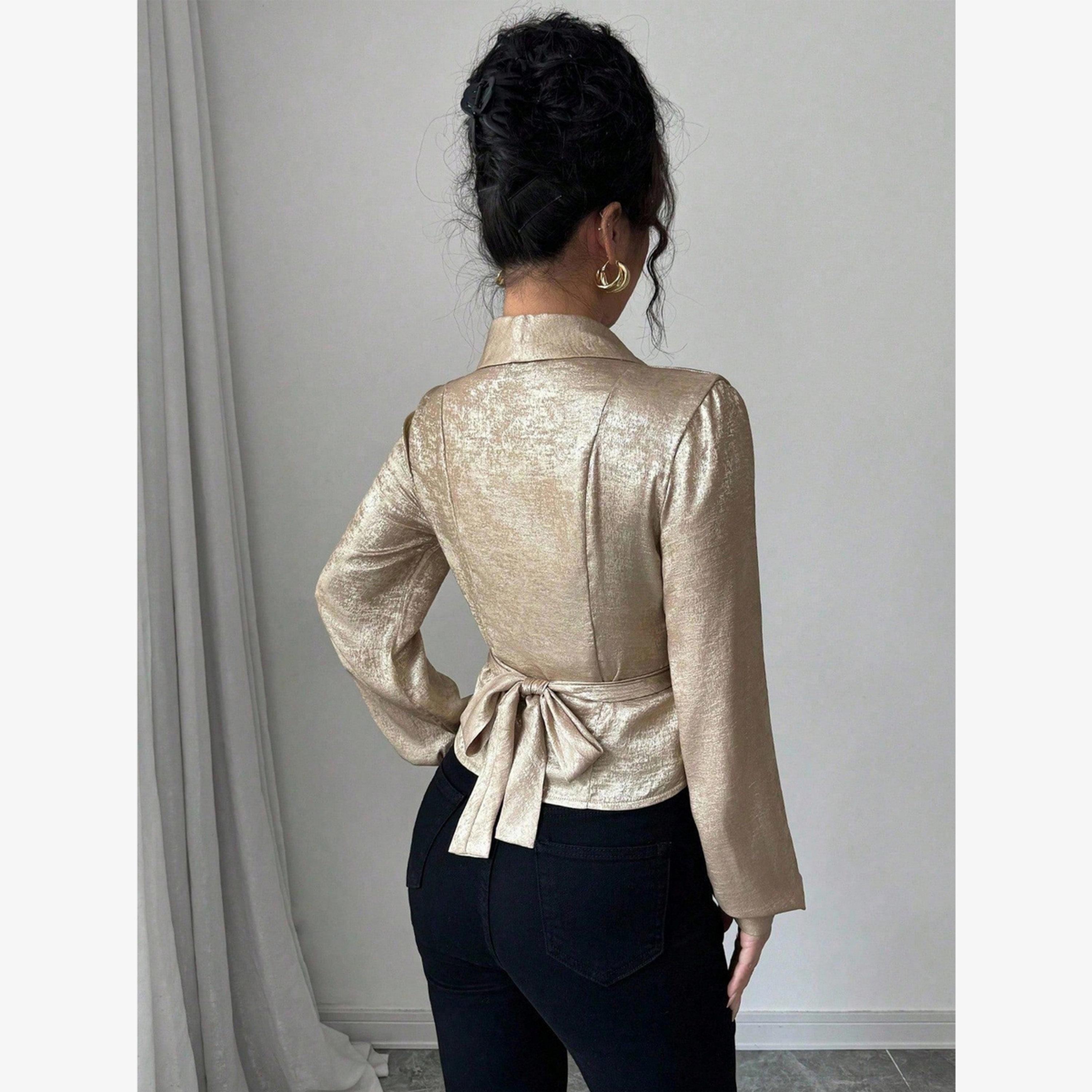 Take Two Women Solid V Neck Fitted Wrap Top-women-clothing-shirtsandblouses-blouses-image-3