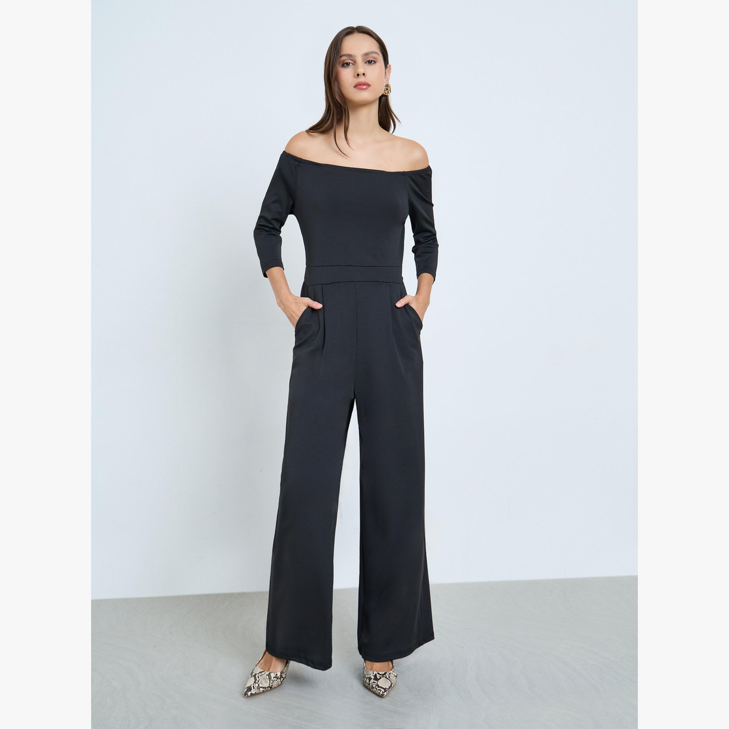 Take Two Black Off Shoulder Wide Leg Jumpsuit-women-clothing-jumpsuits-image-2