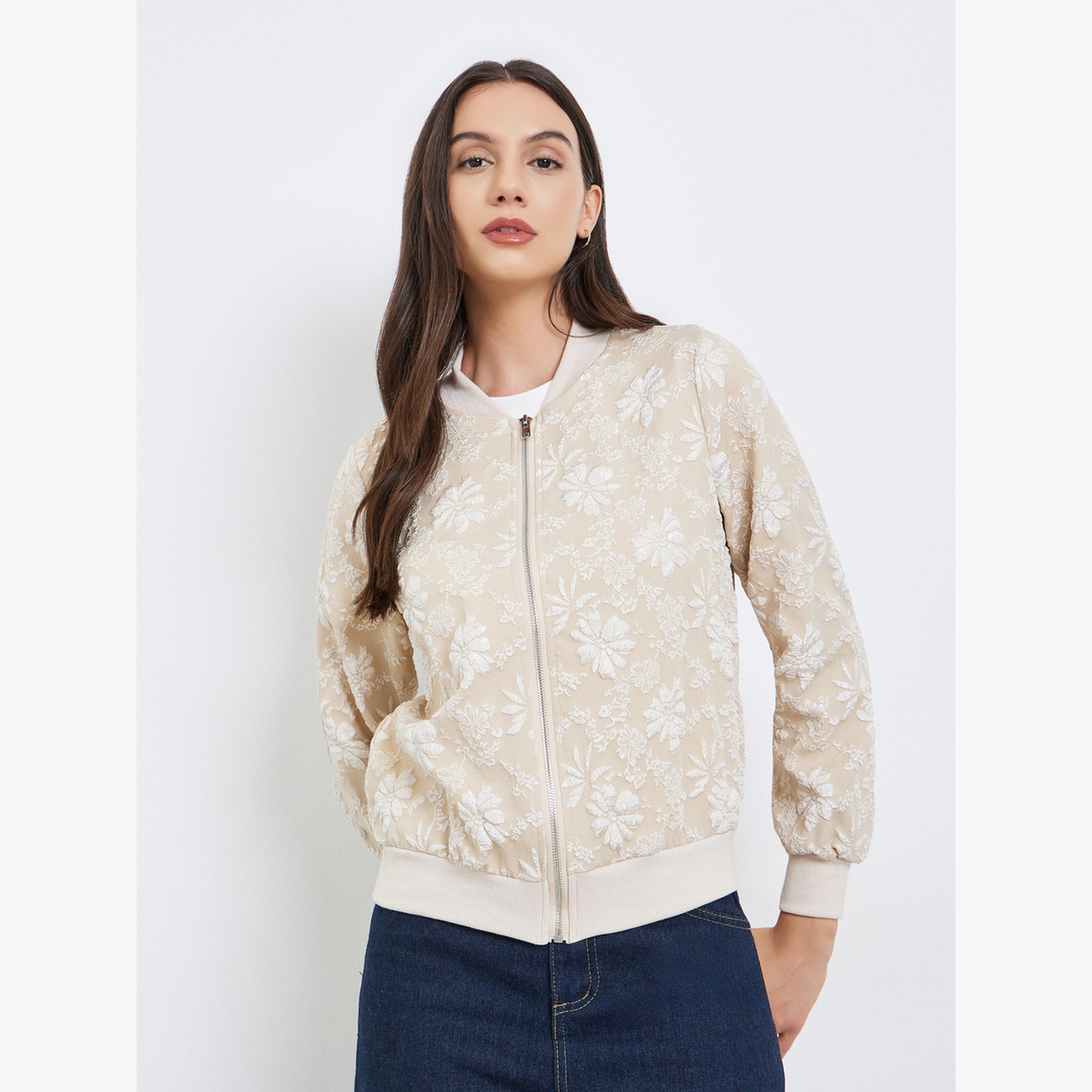 Take Two Floral Lace  Zip Up Elastic Cuff Jacket-women-clothing-coatsandjackets-jackets-image-3